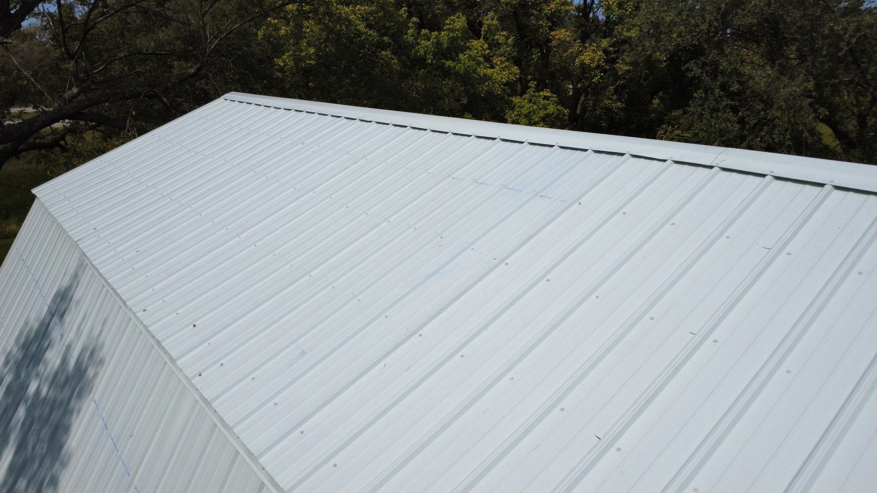 Residential Barn Roofing Install - 26 Gauge G-Rib Metal - Color bright White by Titan Commercial & Residential Roofing
