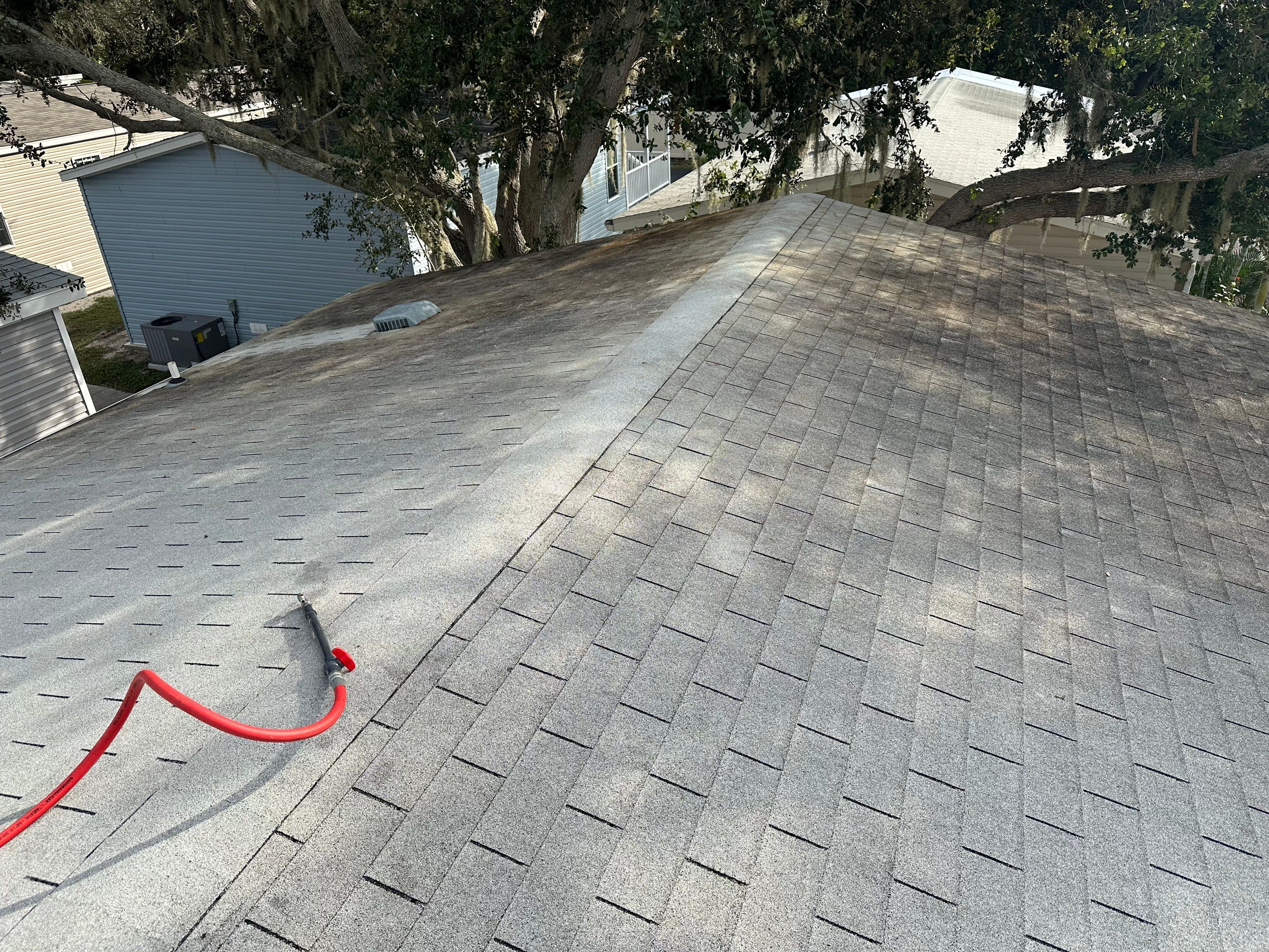 Roof Soft Wash for Double-Wide Manufactured Home in Fisherman’s Cove RV Park, Terra Ceia, FL by Sunshine AquaWash