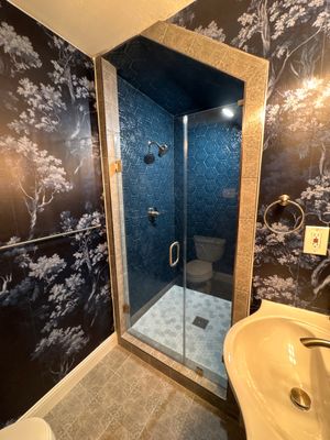 🌸 Designer Sanctuary: Full Bathroom Remodel with Bespoke Wallpaper Finish