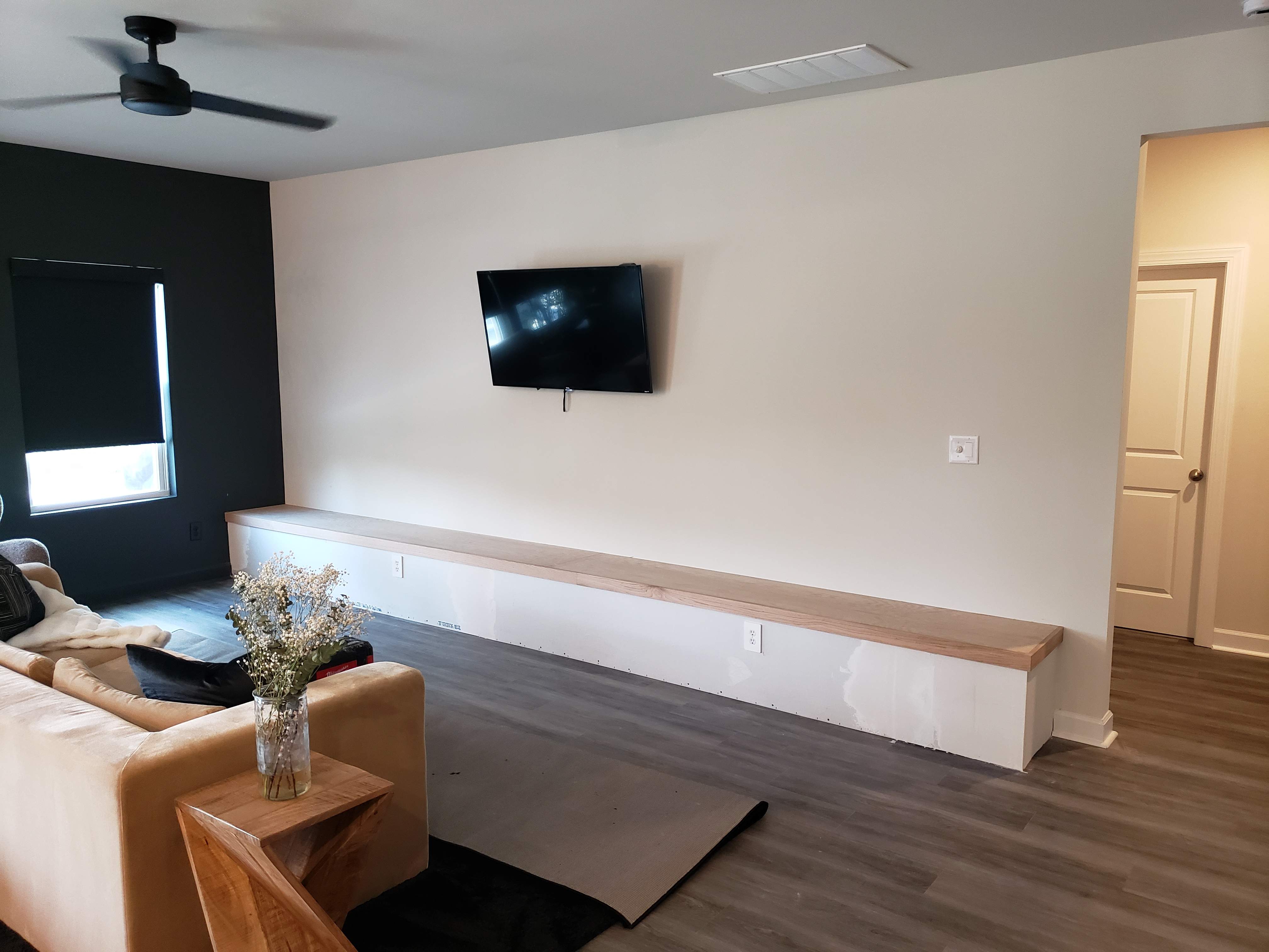 Custom Bench Build with Soundproofing Panels by A Step Above Handy LLC 