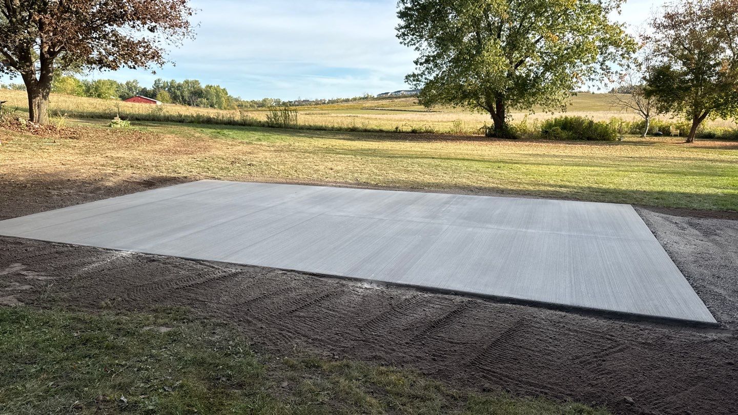 Broom finished concrete pad and steps  by NG Masonry & Construction LLC
