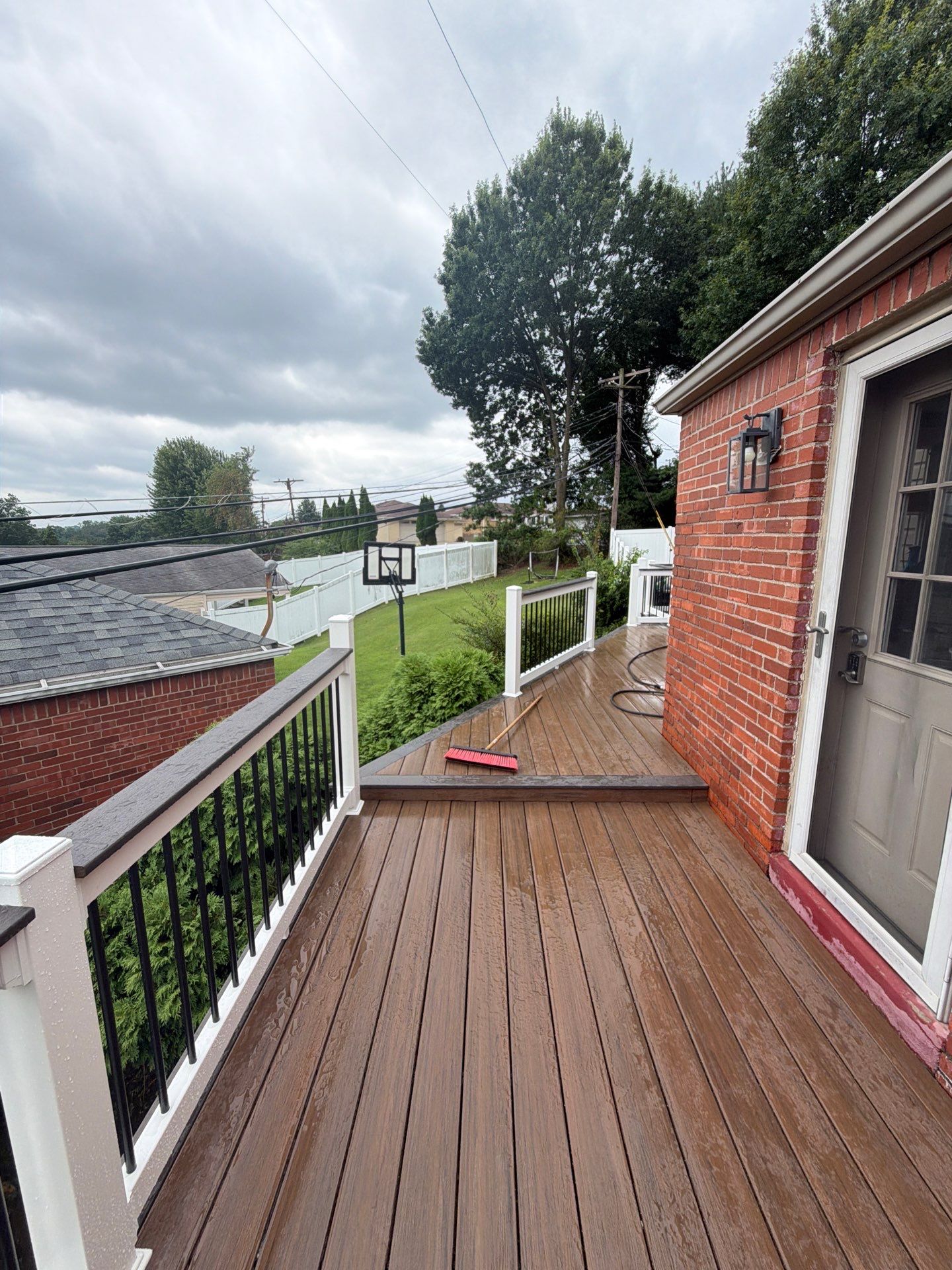 2 tone Composite Re-Deck with Vinyl Railings in Pittsburgh by Cousins Roofing Siding & Decks