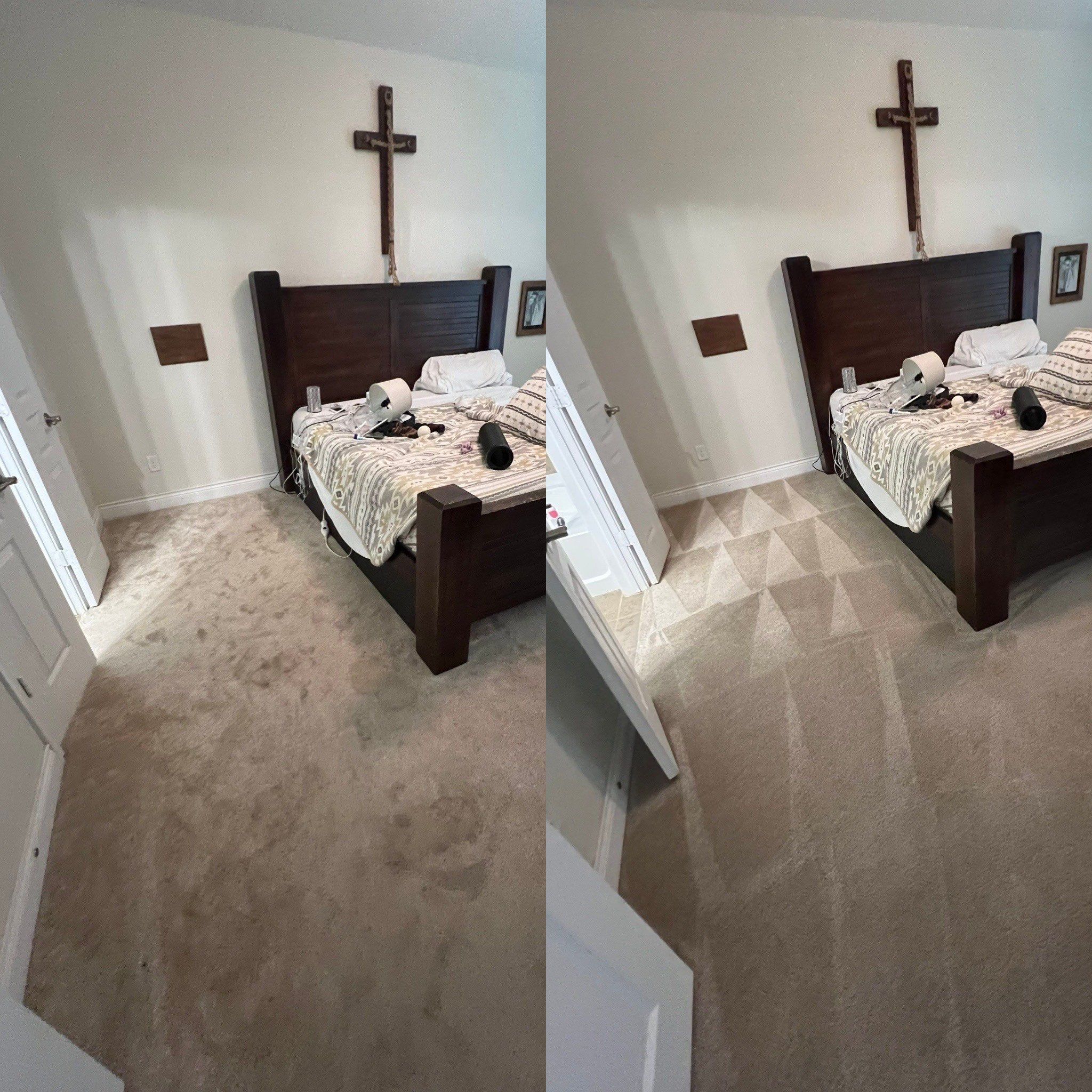 the service involves cleaning and restoring the carpet eliminating stains and dirt enhancing its overall appearance and hygiene