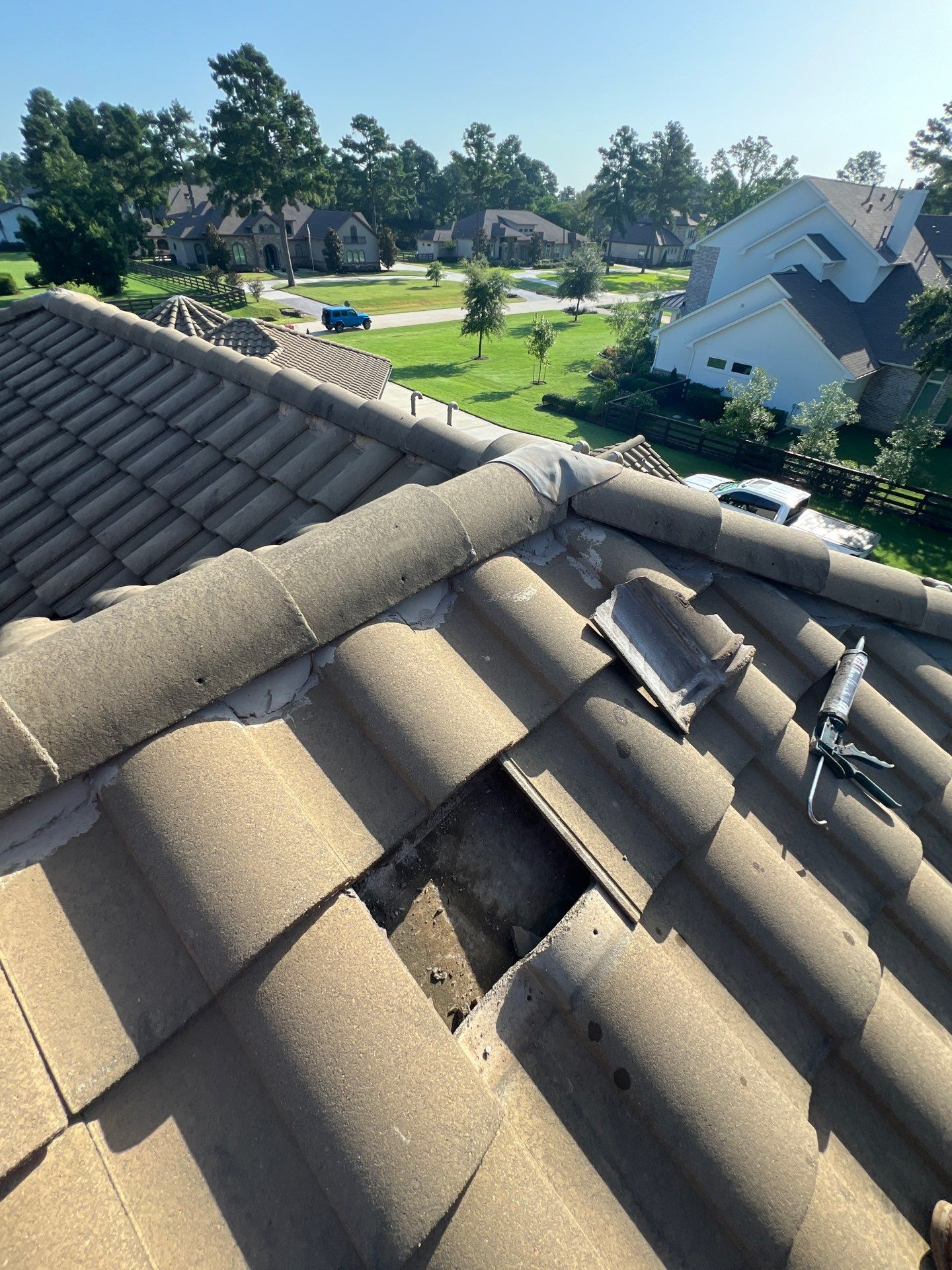 Residential Roofing Repair using tile by Roof Repair Company