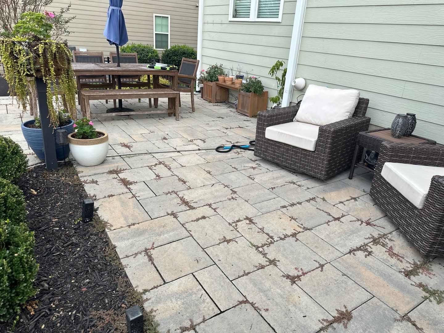 Patio using Wood Sealant, Top Coat, and PolySand by DuraSeal