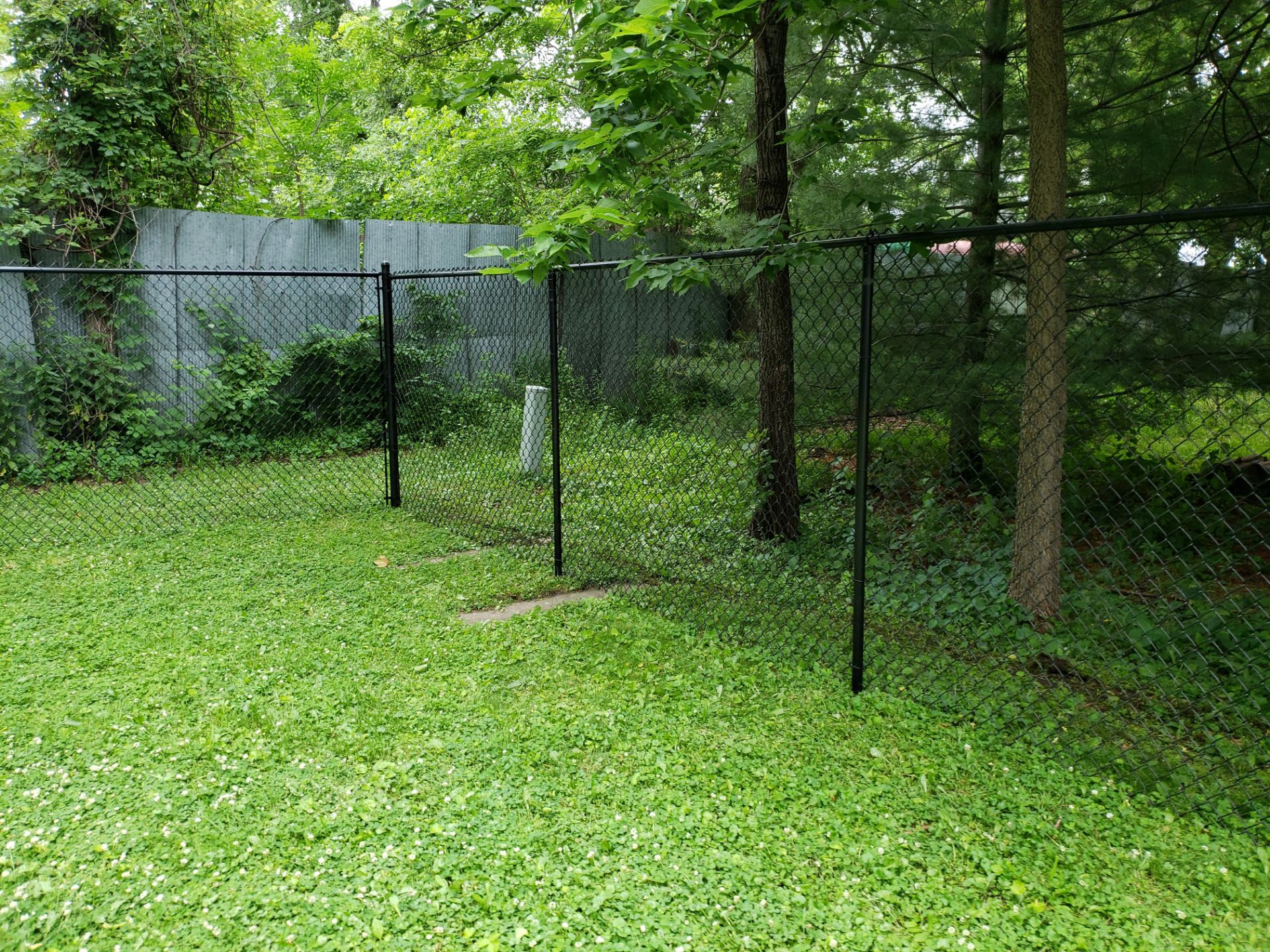 Black Vinyl Chain Link Fence Installation in Charles City by Perfect Picket Fence and Stain