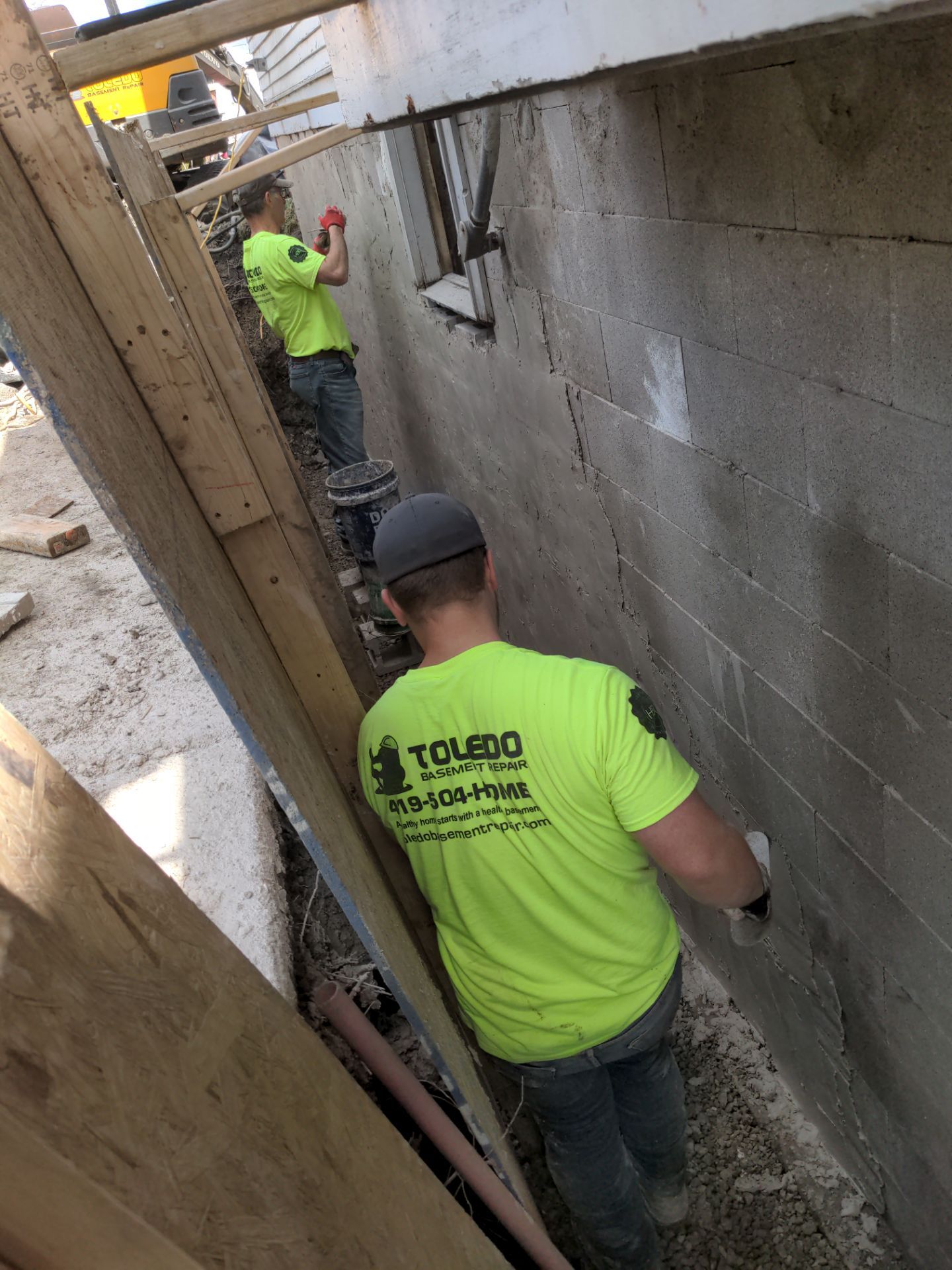 Basement Wall Rebuild with Exterior Waterproofing by Toledo Basement Repair