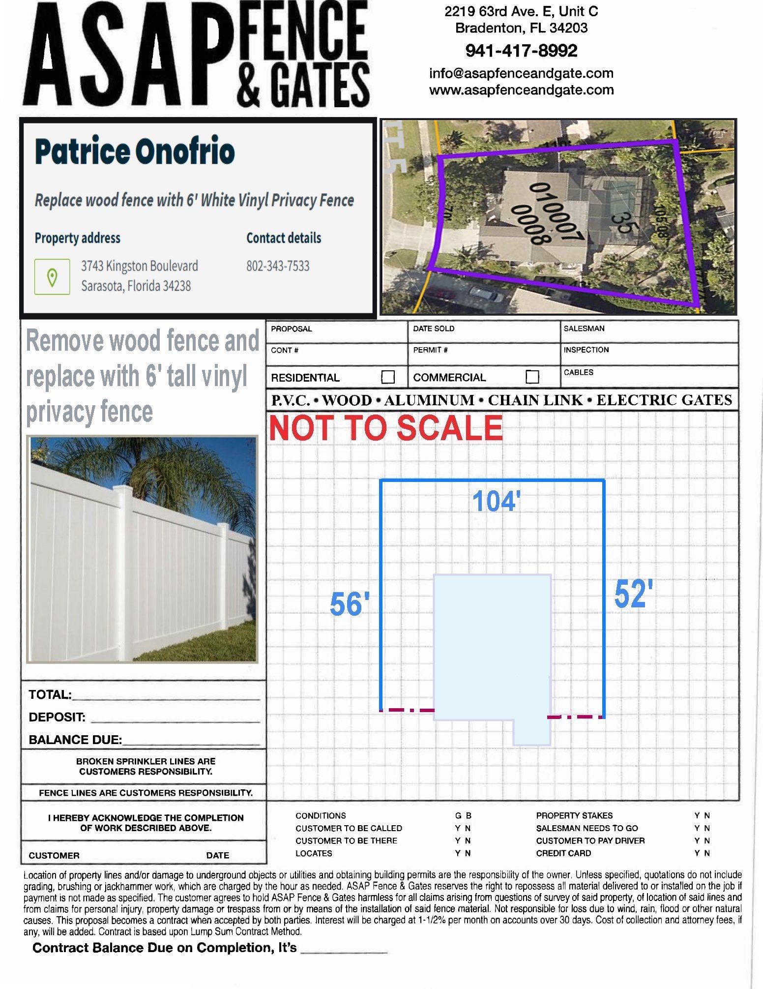 Sarasota, FL 6 ft. Tall White Vinyl Privacy Fence by Asap fence and gates, LLC