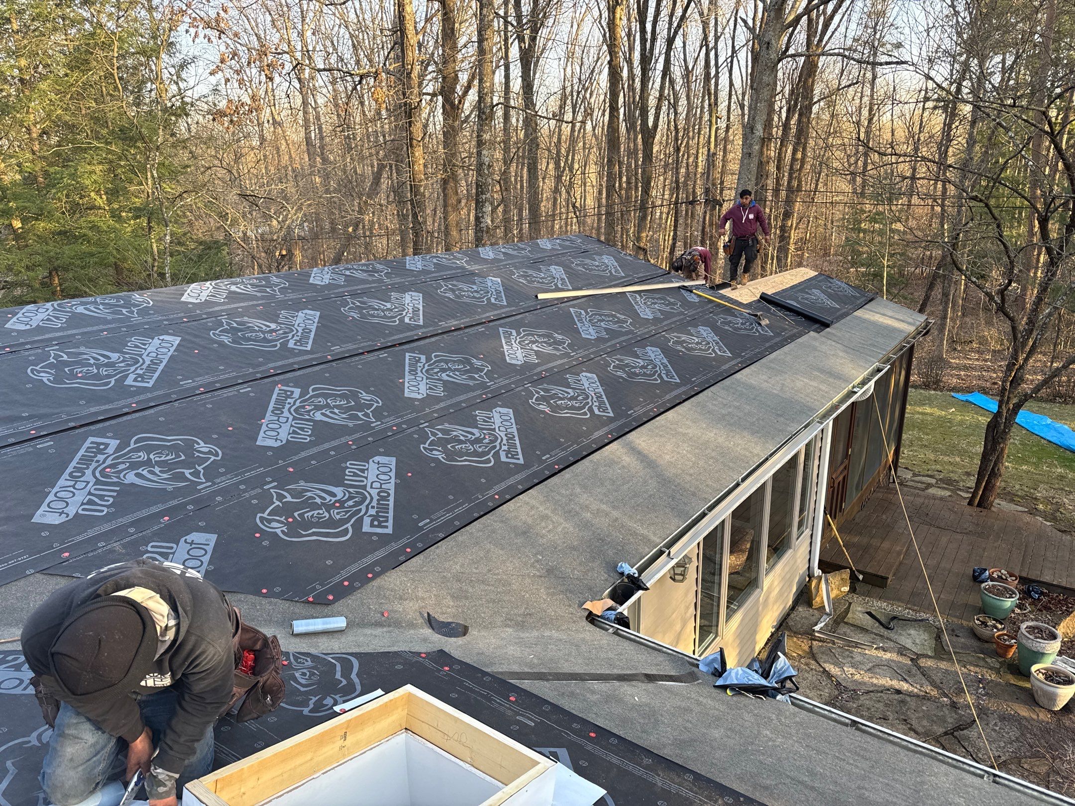 Residential Roofing Installation using Malarkey Vista AR Shingles (Black Oak) by Koontz Construction