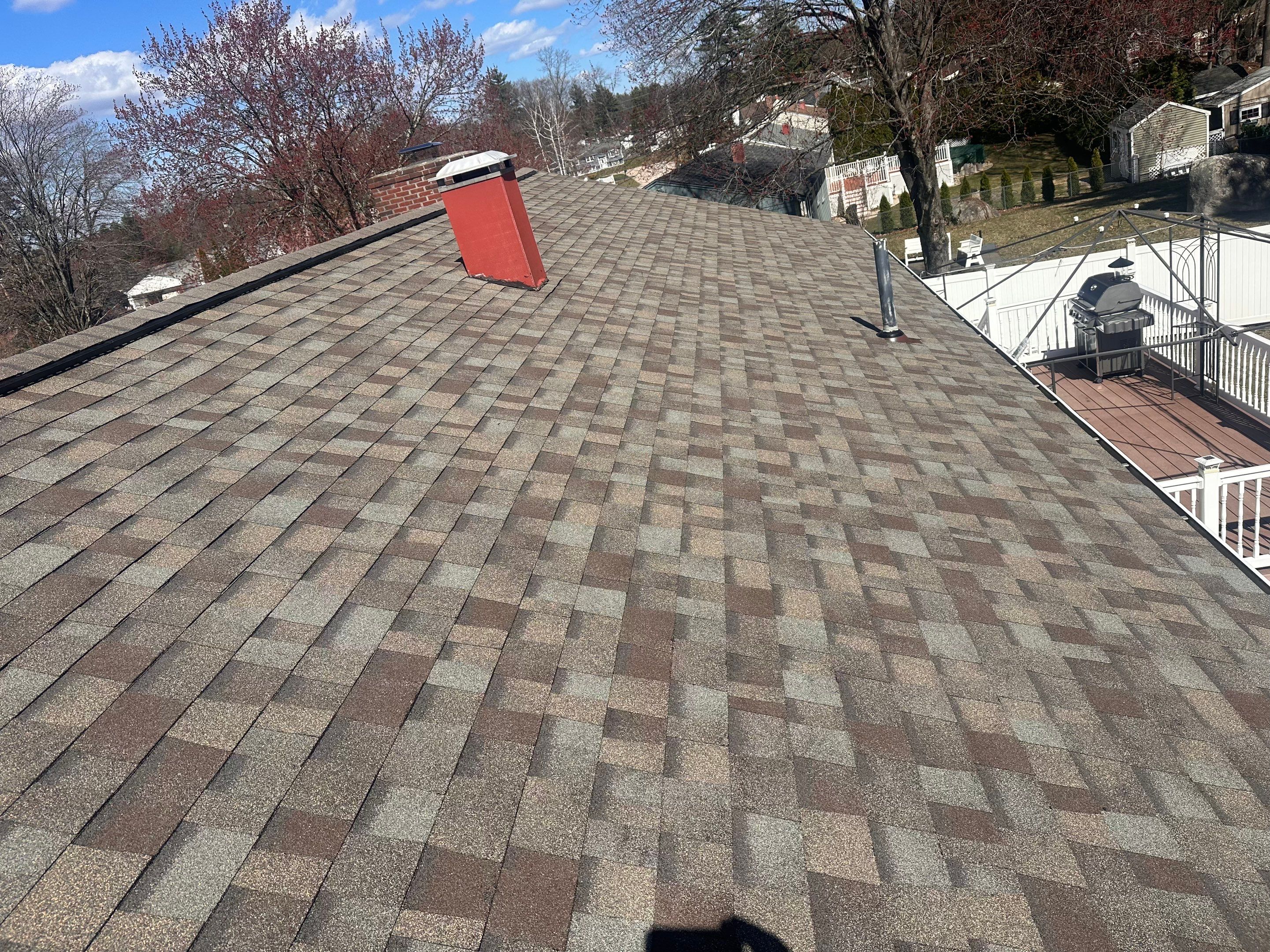 Full Residential Roof Replacement and Chimney Reflashing in Nashua by Tall pine roofing