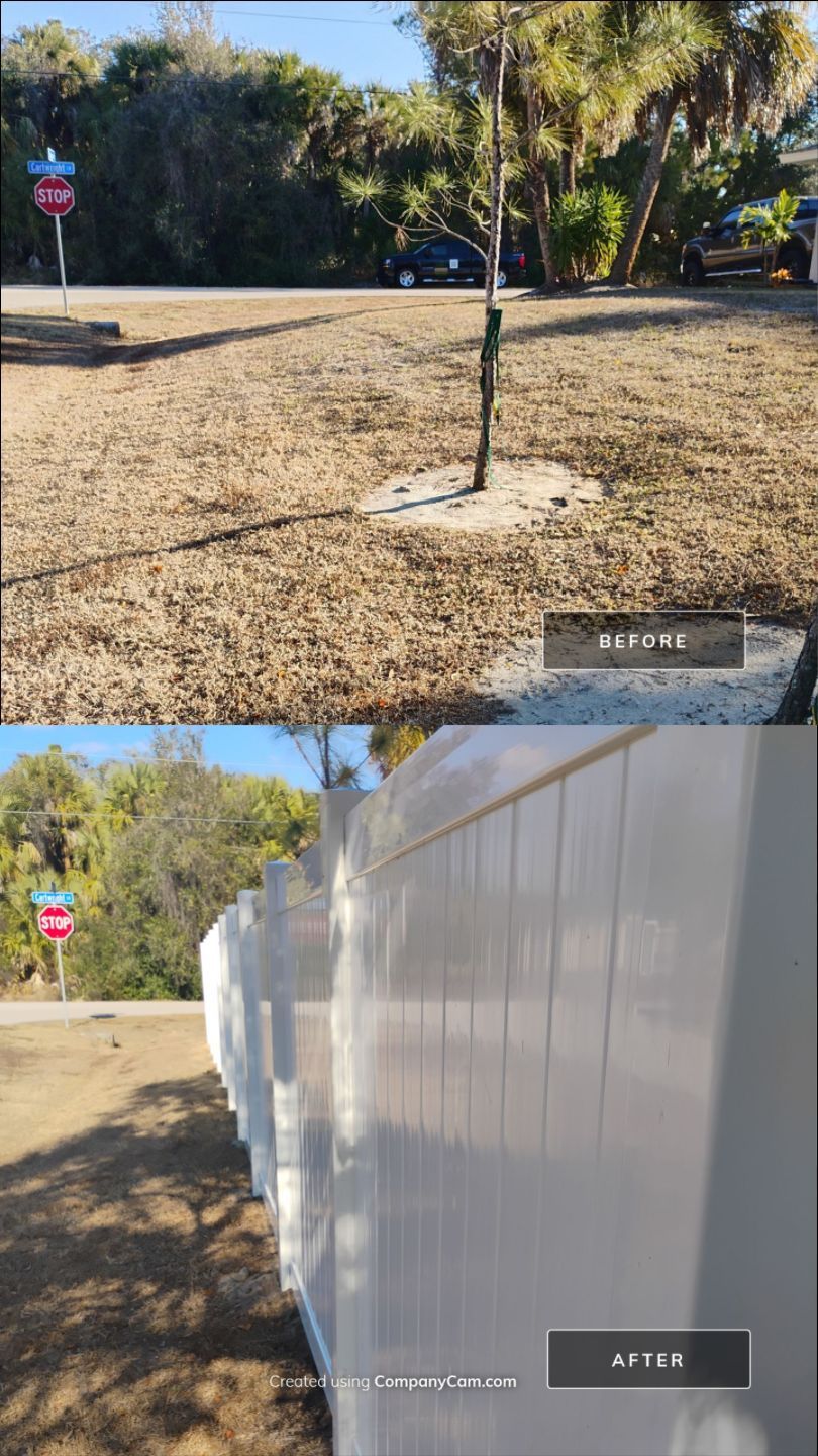 Vinyl Fence with Post Inserts in North Port by True Fence LLC