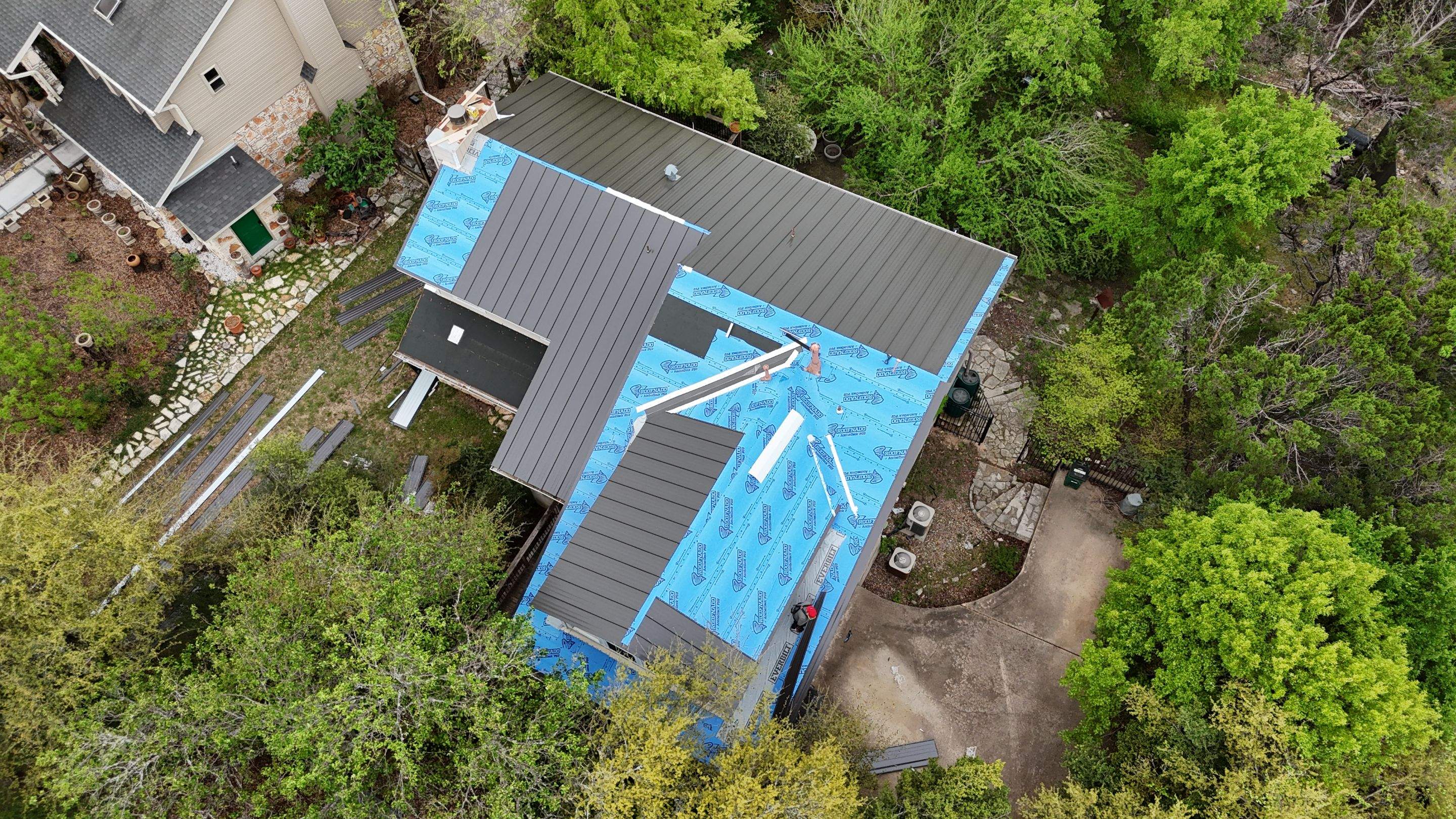 Dark Bronze - L&A Standing Seam with Striations by RoofsOnly.com