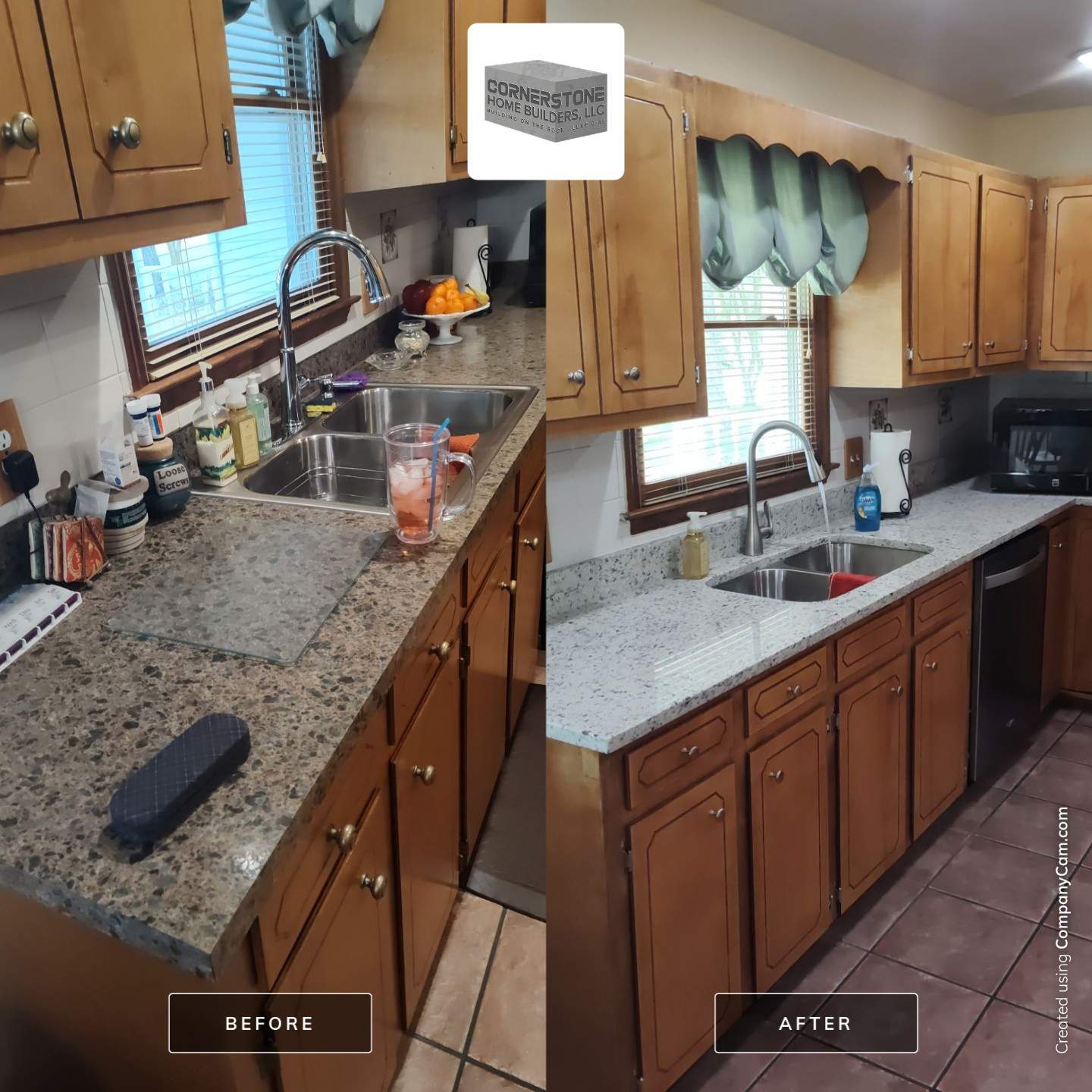 Remodel Kitchen refinishing cabinets by Cornerstone Home Builders, LLC