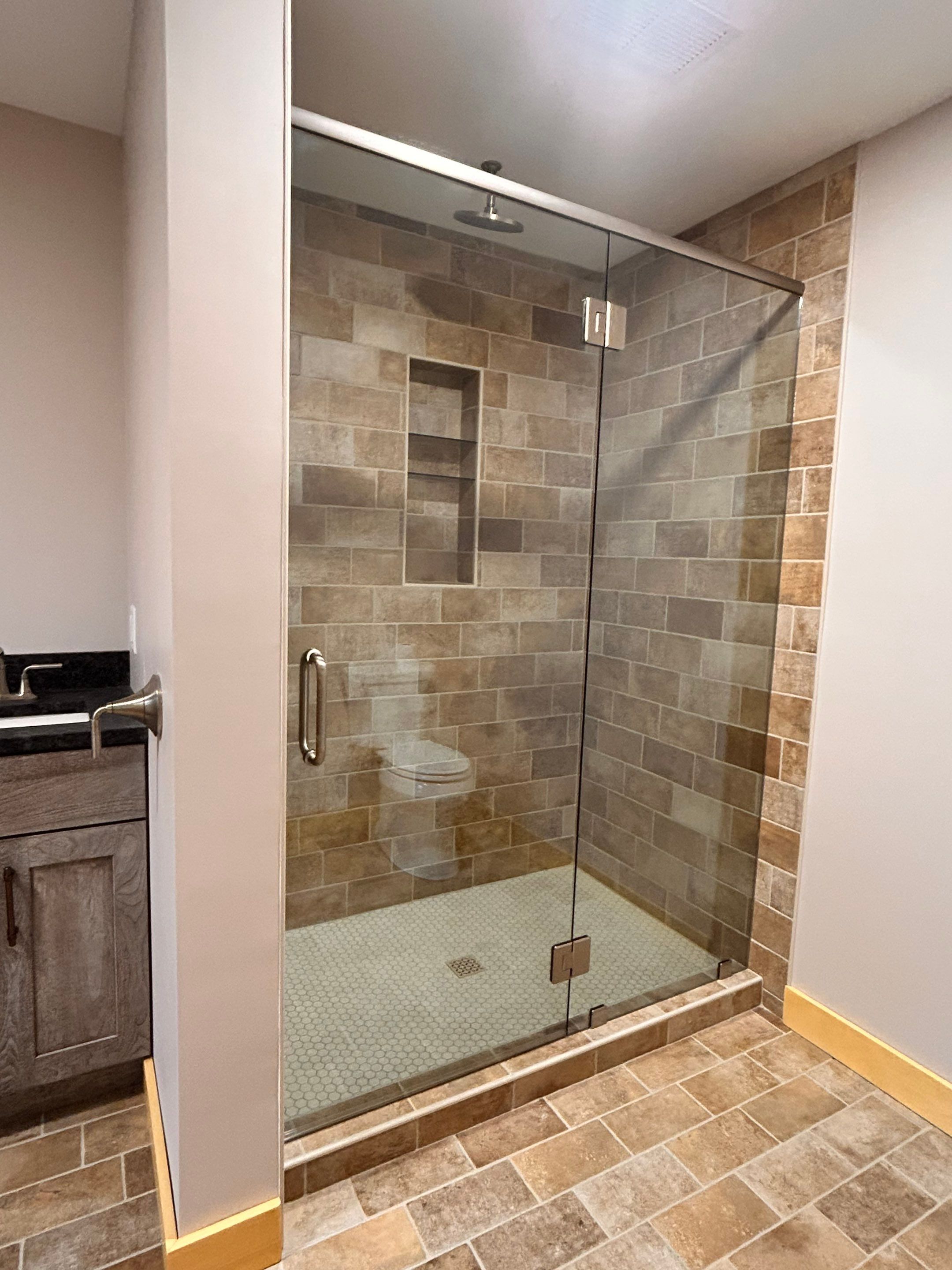 Bathroom Remodel using Tempered Shower Glass by Cheshire Glass Company