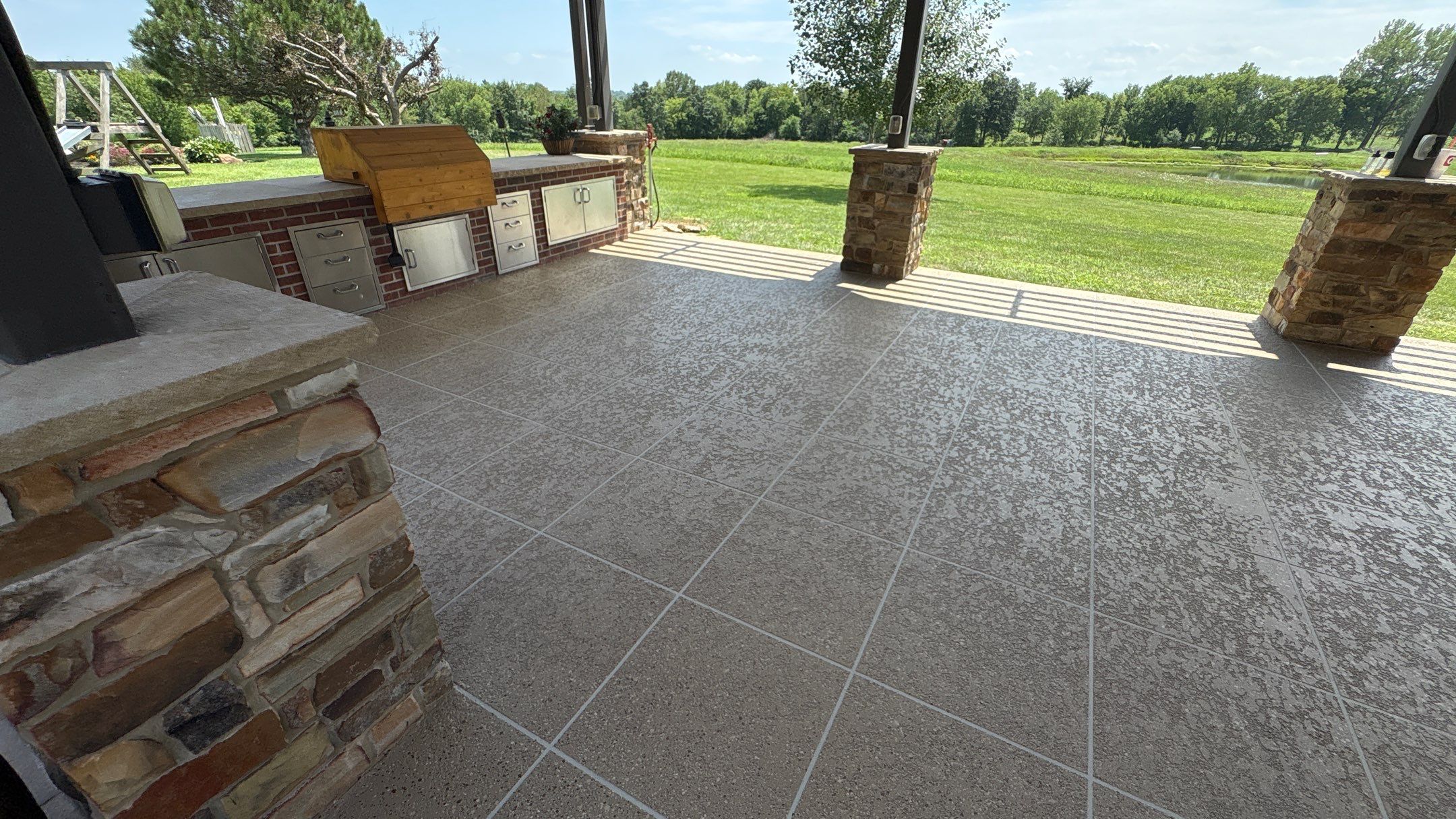 Custom Back Patio Resurface - Kearney, MO by Big Red Decorative Concrete, LLC