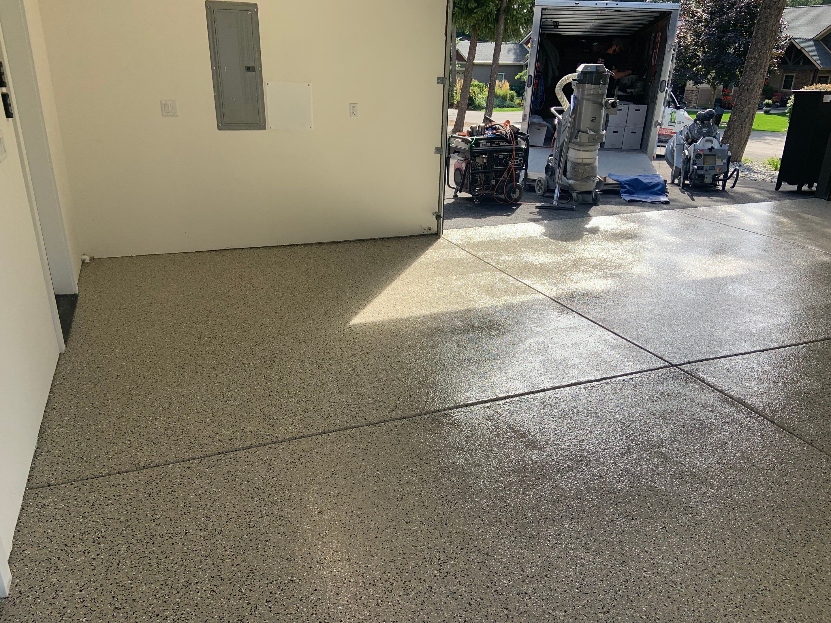 Garage Transformation using Mediterranean Colorway by Croc Coatings, LLC