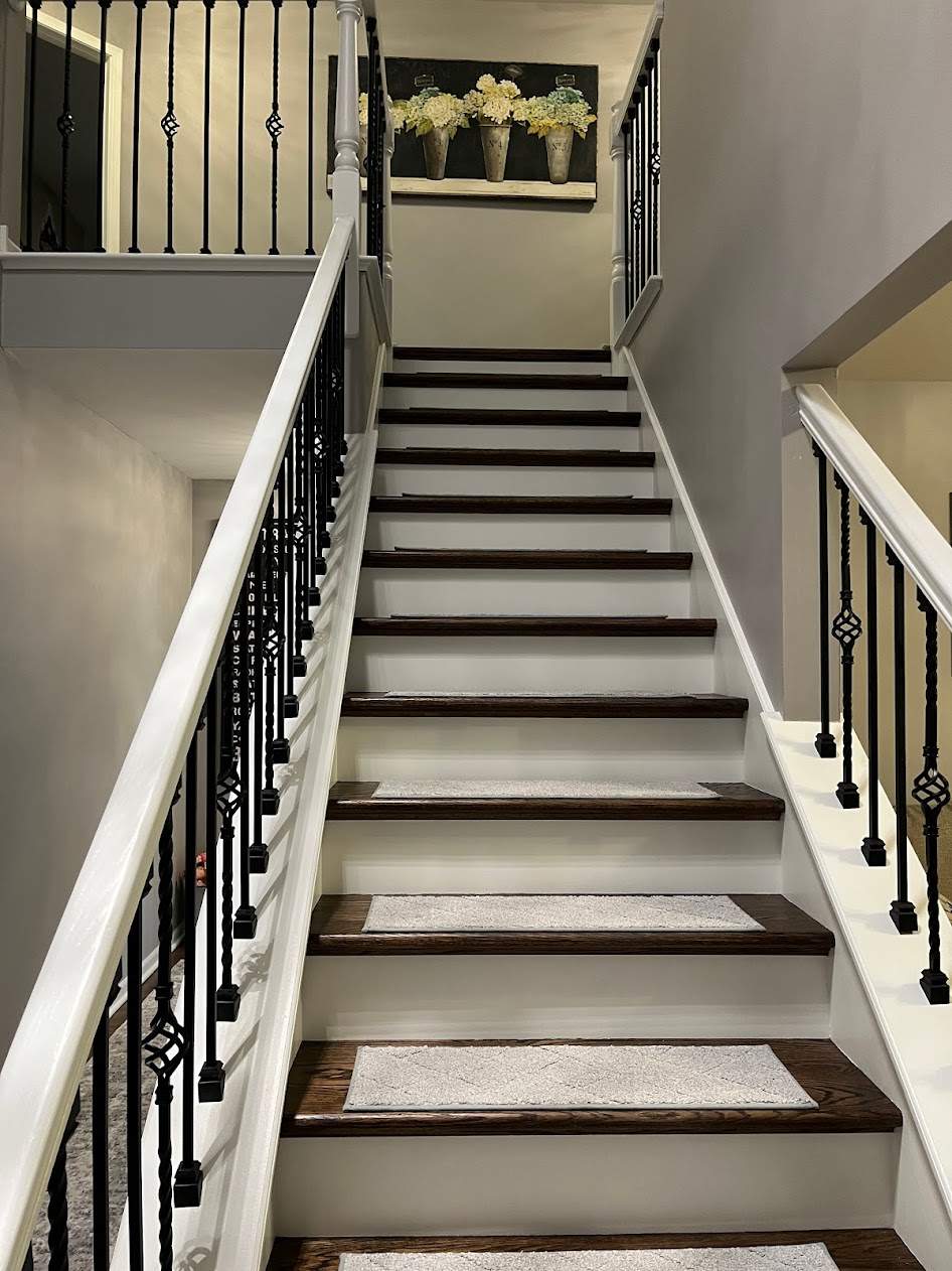 Two-Tone Kitchen Cabinet Painting & Staircase Painting in New Lenox by Powers Painting & Decorating, LLC