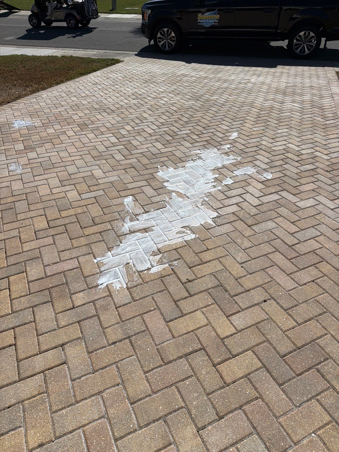 Restoring Herringbone Paver Driveway and Walkway in Sun City Center by Supreme Paver Experts