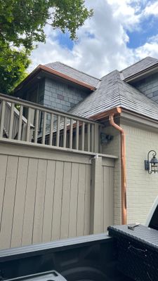 Gutter Installation using Pure Copper Seamless Rain Gutter System