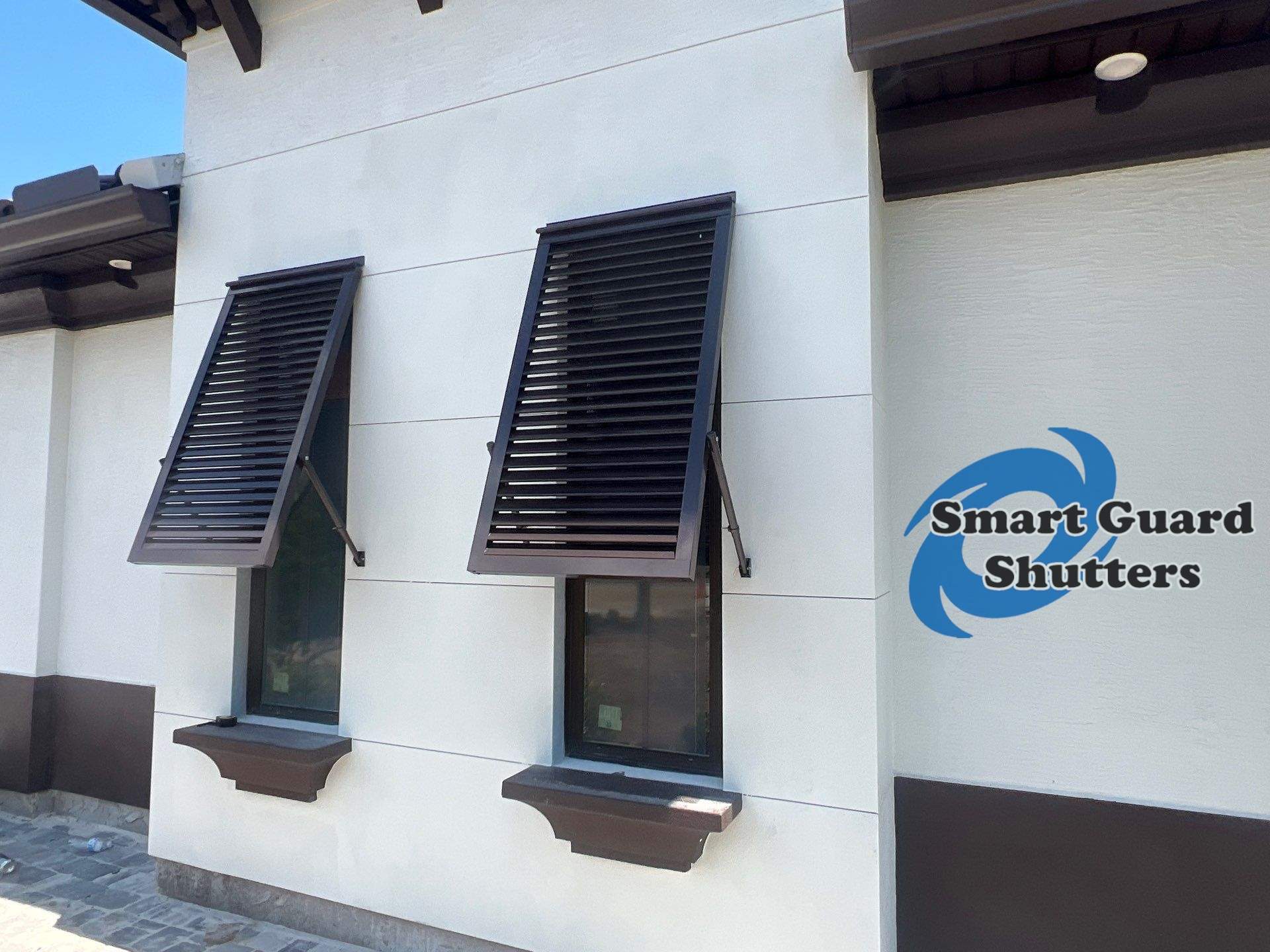 Decorative Bahamas in Grey Brown by Smart Guard Shutters