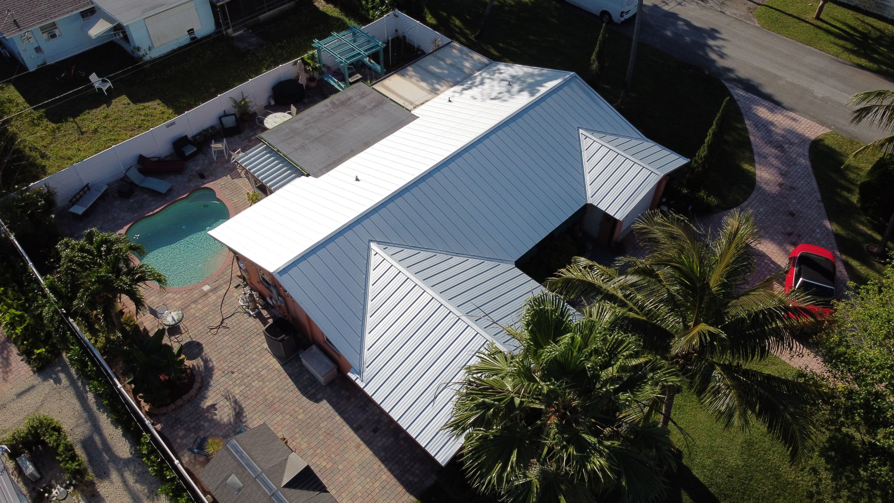 Residential Roofing Installation using 1" Nail strip metal roof by BLUES BROTHERS ROOFING