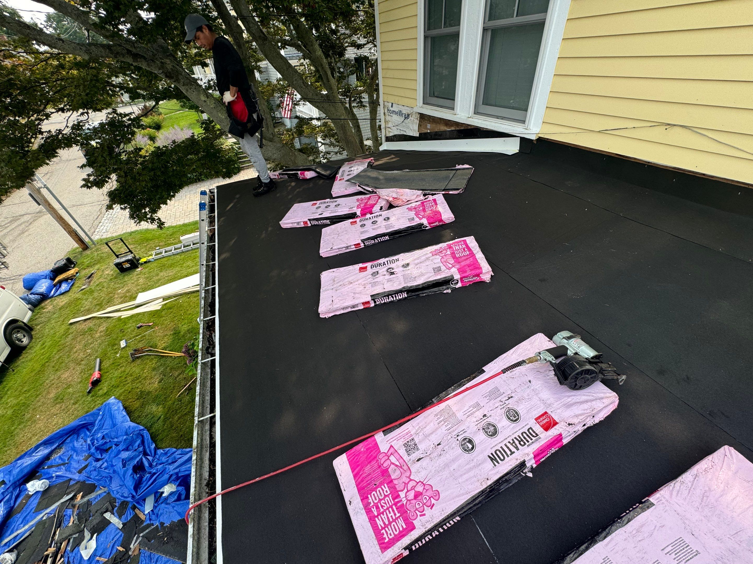 Small Porch Roof in New Castle New Hampshire by Tall pine roofing