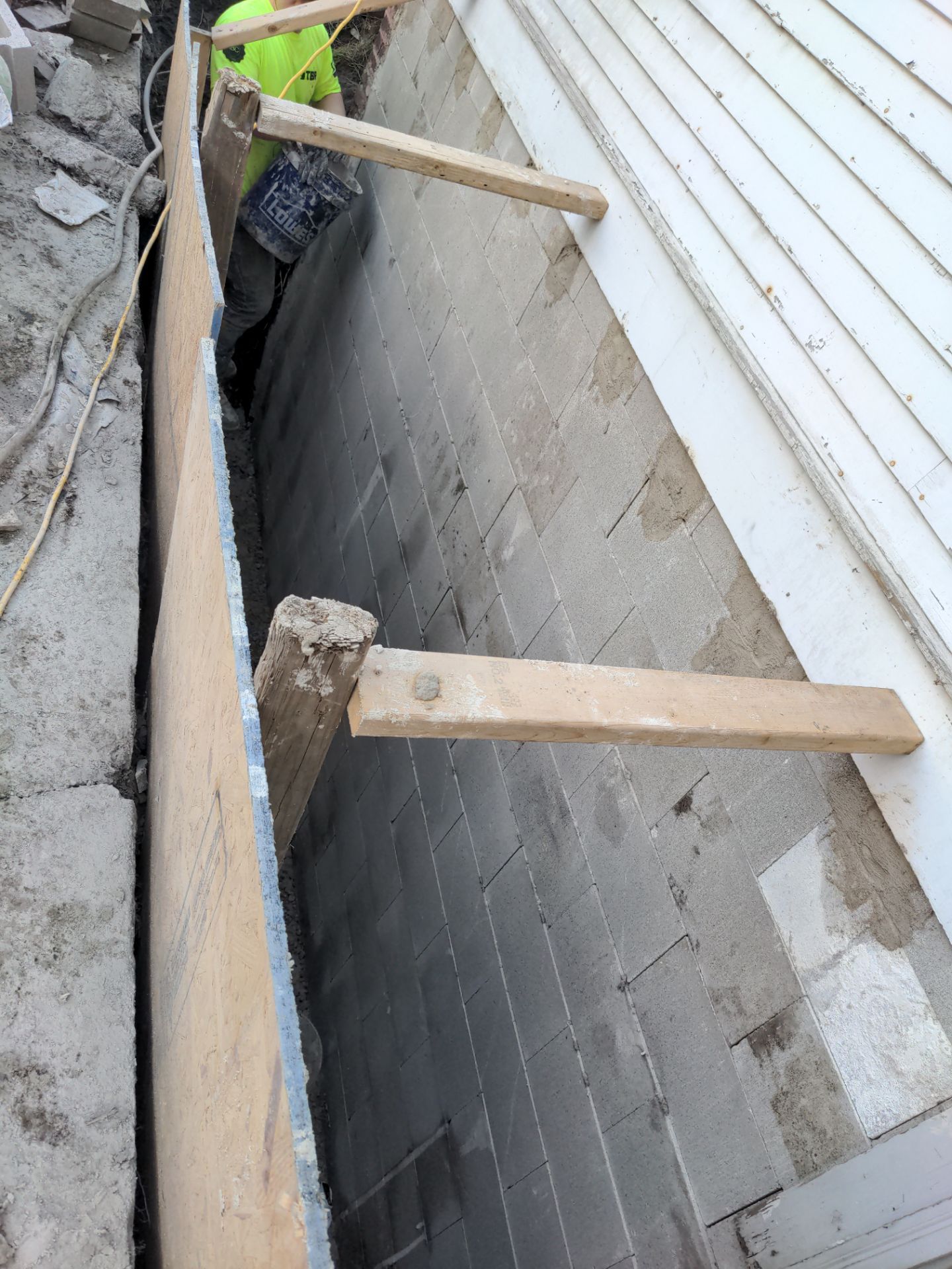 Basement Wall Rebuild with Exterior Waterproofing by Toledo Basement Repair