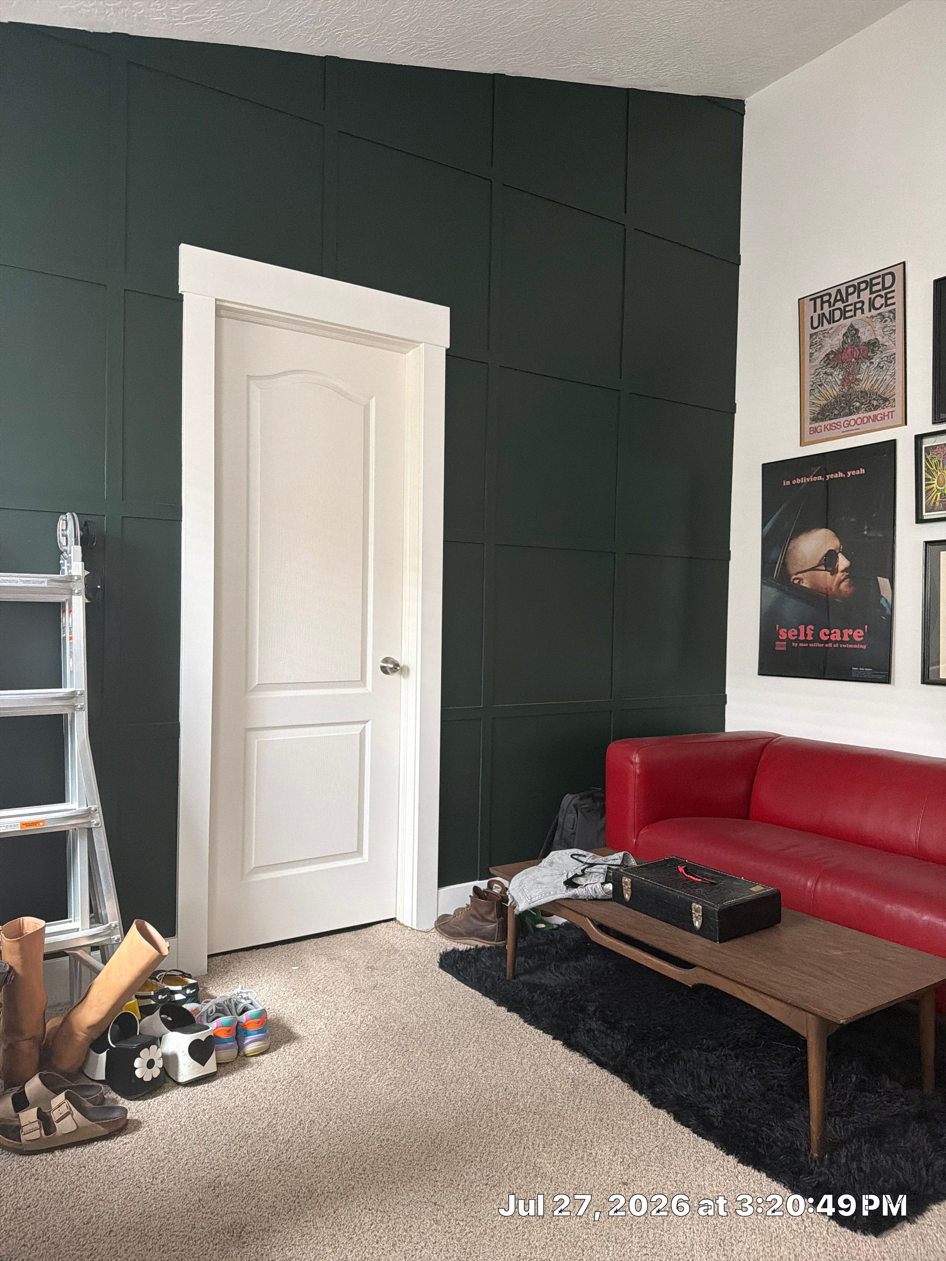 Dark Green Board and Batten Accent Wall in South Salt Lake by CompanyCam Sales Demo