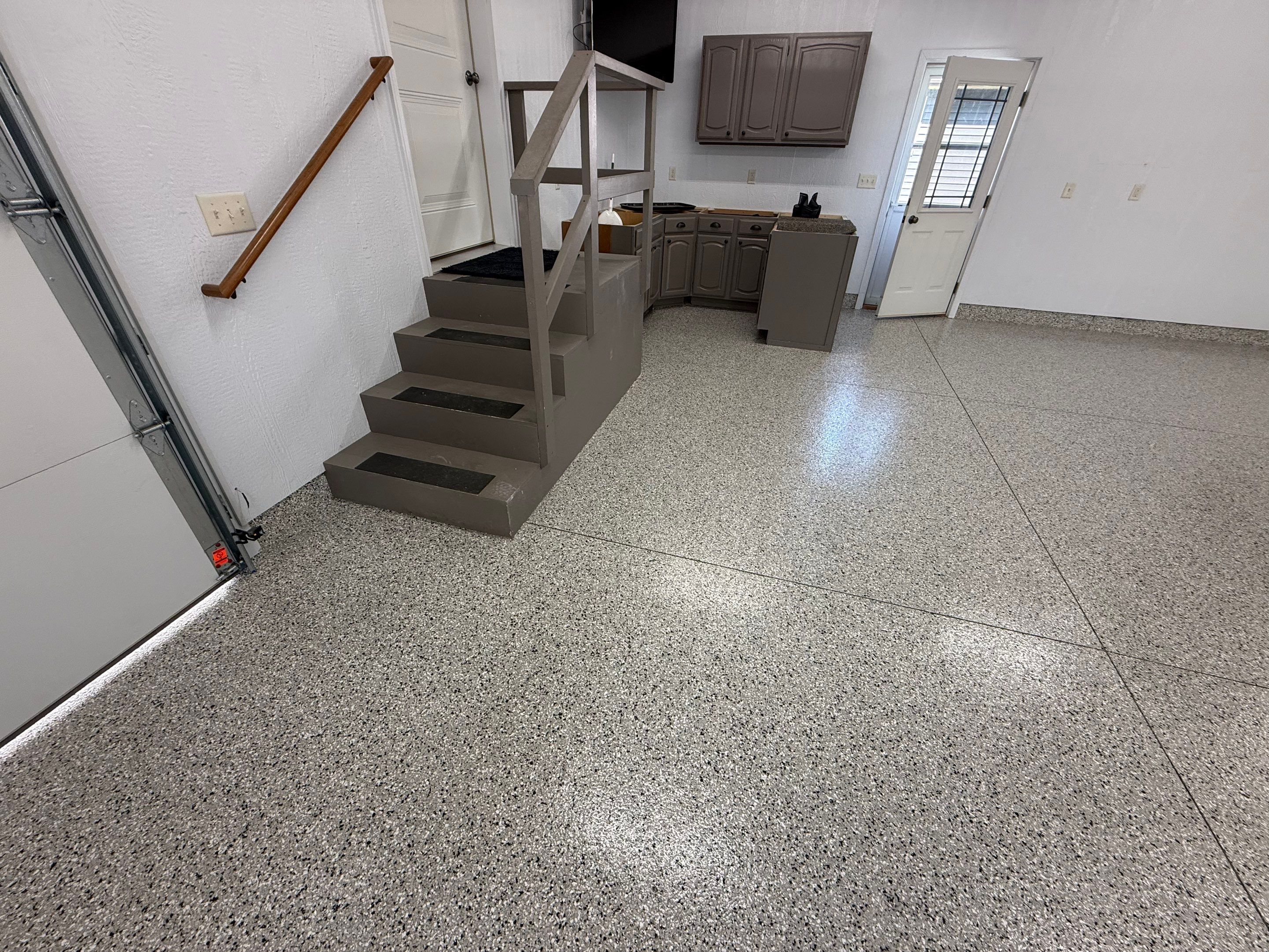 Speckled Epoxy Concrete Coating for Edgerton Garage Floor by Select Painting, Coatings & Garage Cabinets
