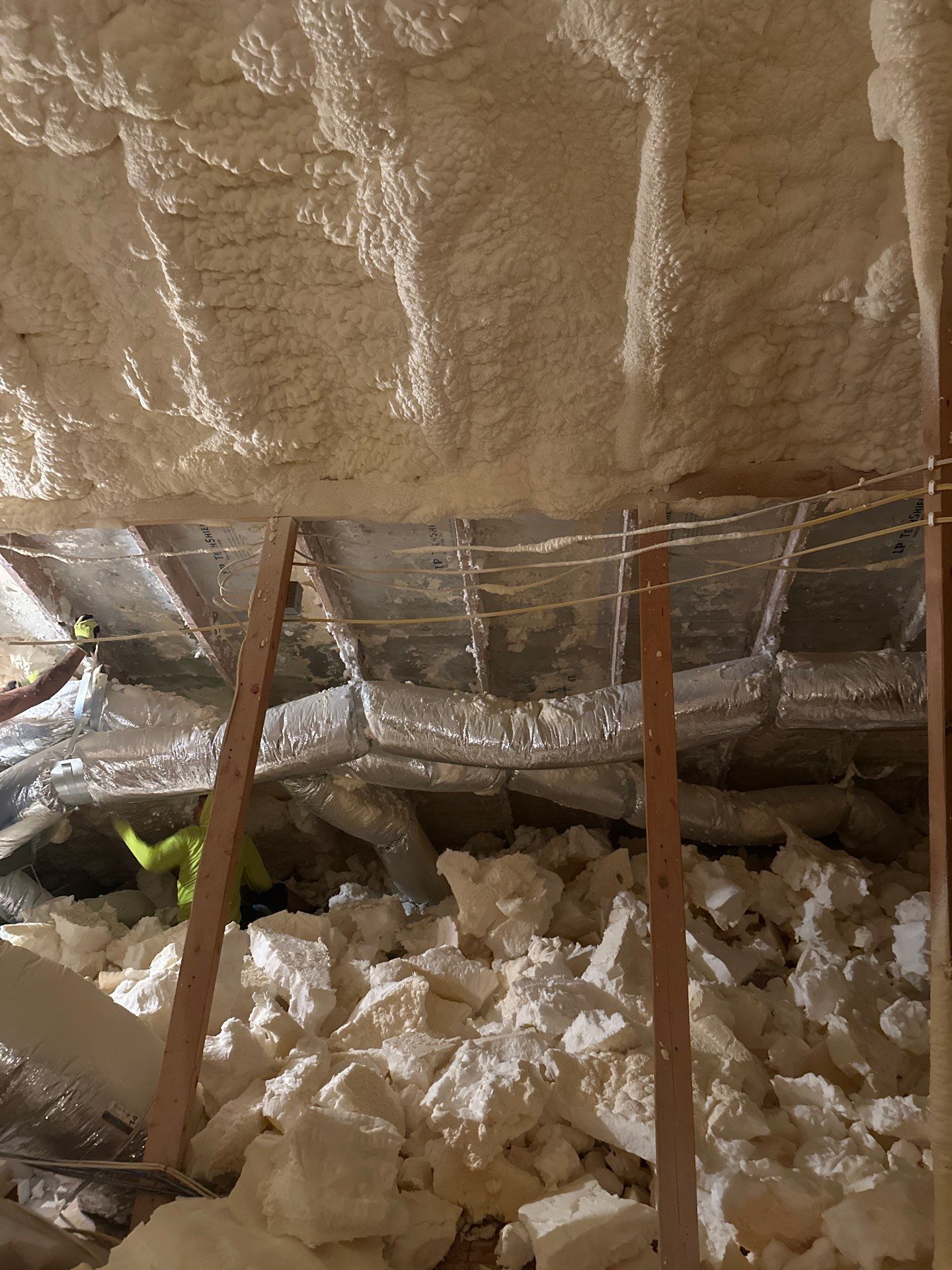 Spray foam insulation removal & re spray by Apex Insulation Solutions