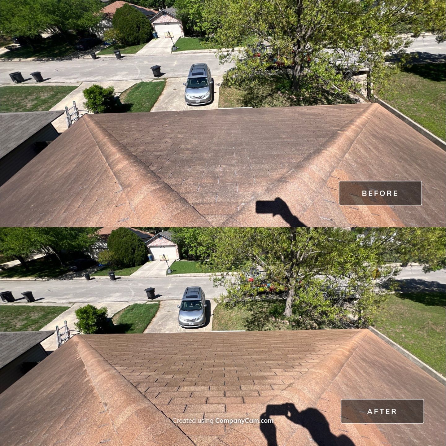 Shingle Roof Wash Project in San Antonio by Bright Choice