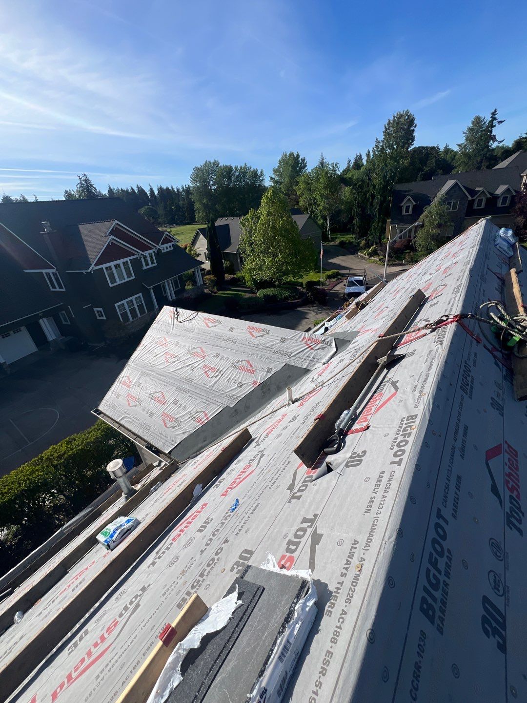Residential Roofing Installation using Malarkey Vista (Color: Black Oak) by Orezona Building & Roofing Company, Inc.