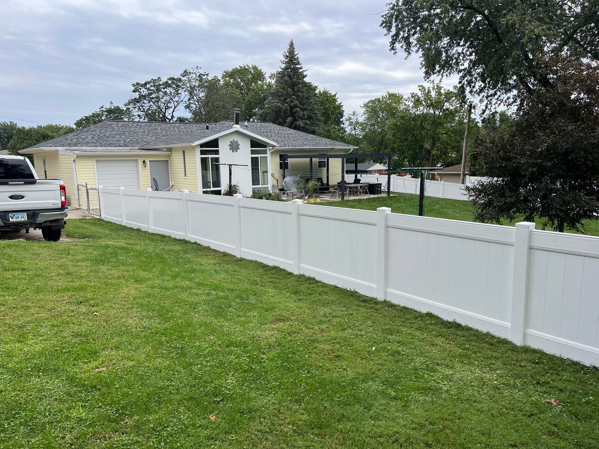 New White Vinyl Privacy Fence and Gate Installation in Waterloo by Perfect Picket Fence and Stain
