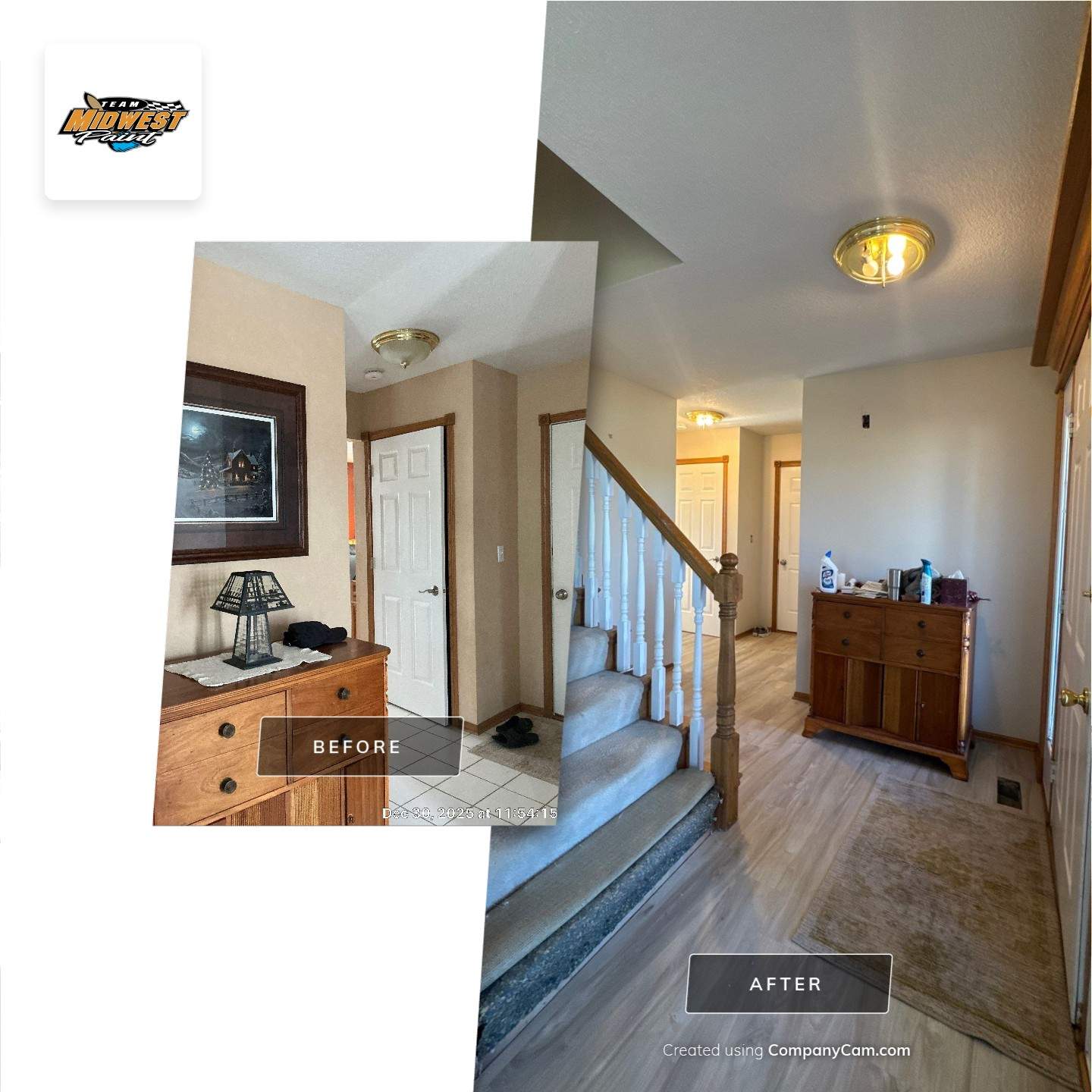 Ankeny Residential Interior | SW Duration in Natural Linen, Velvet Antler Accents & Clary Sage Bath with ProMar Flat White Ceilings by Midwest Paint LLC