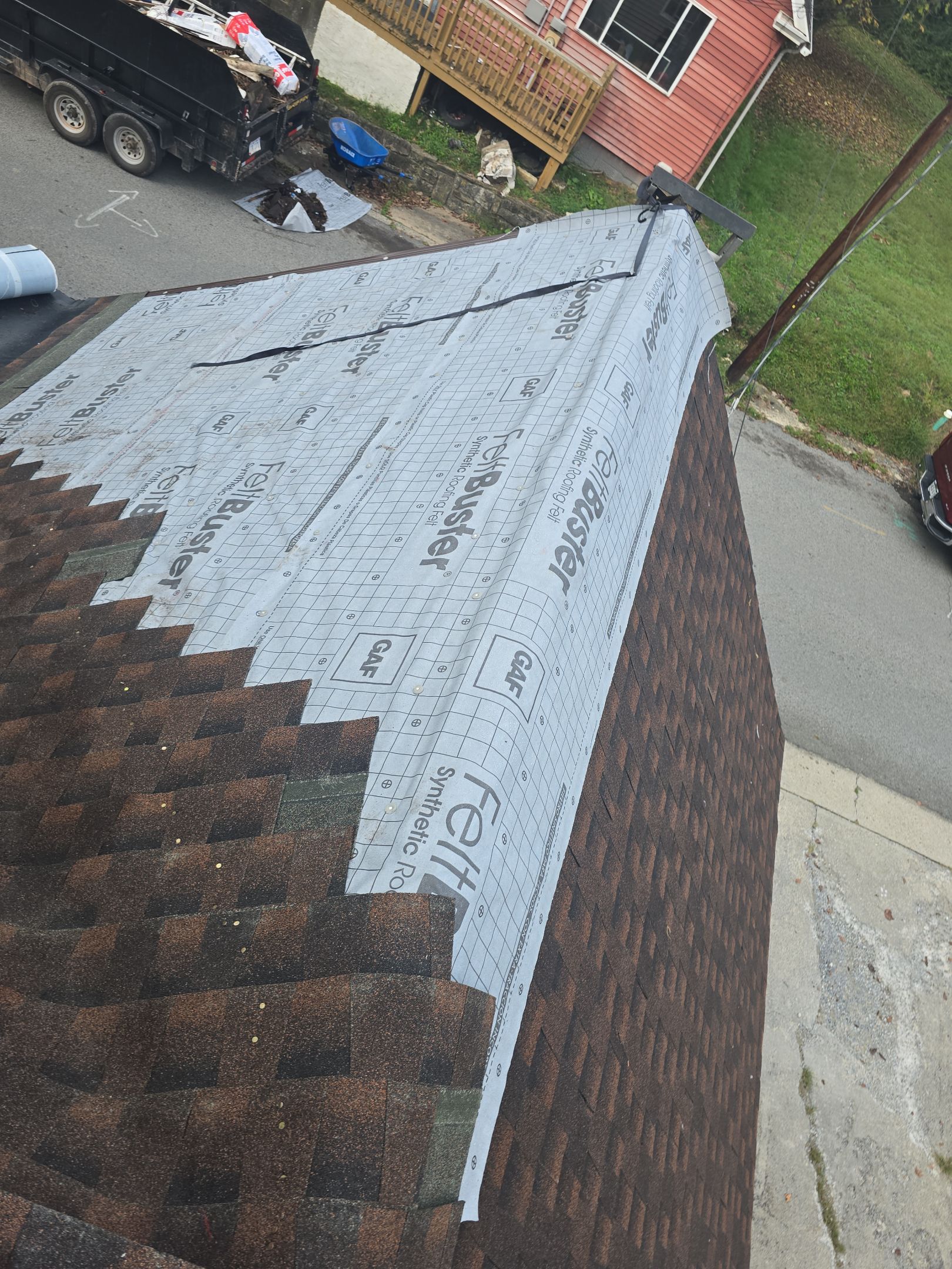 Residential Roofing Installation using GAF TImberline HDZ Hickory by Rainstoppers Roofing