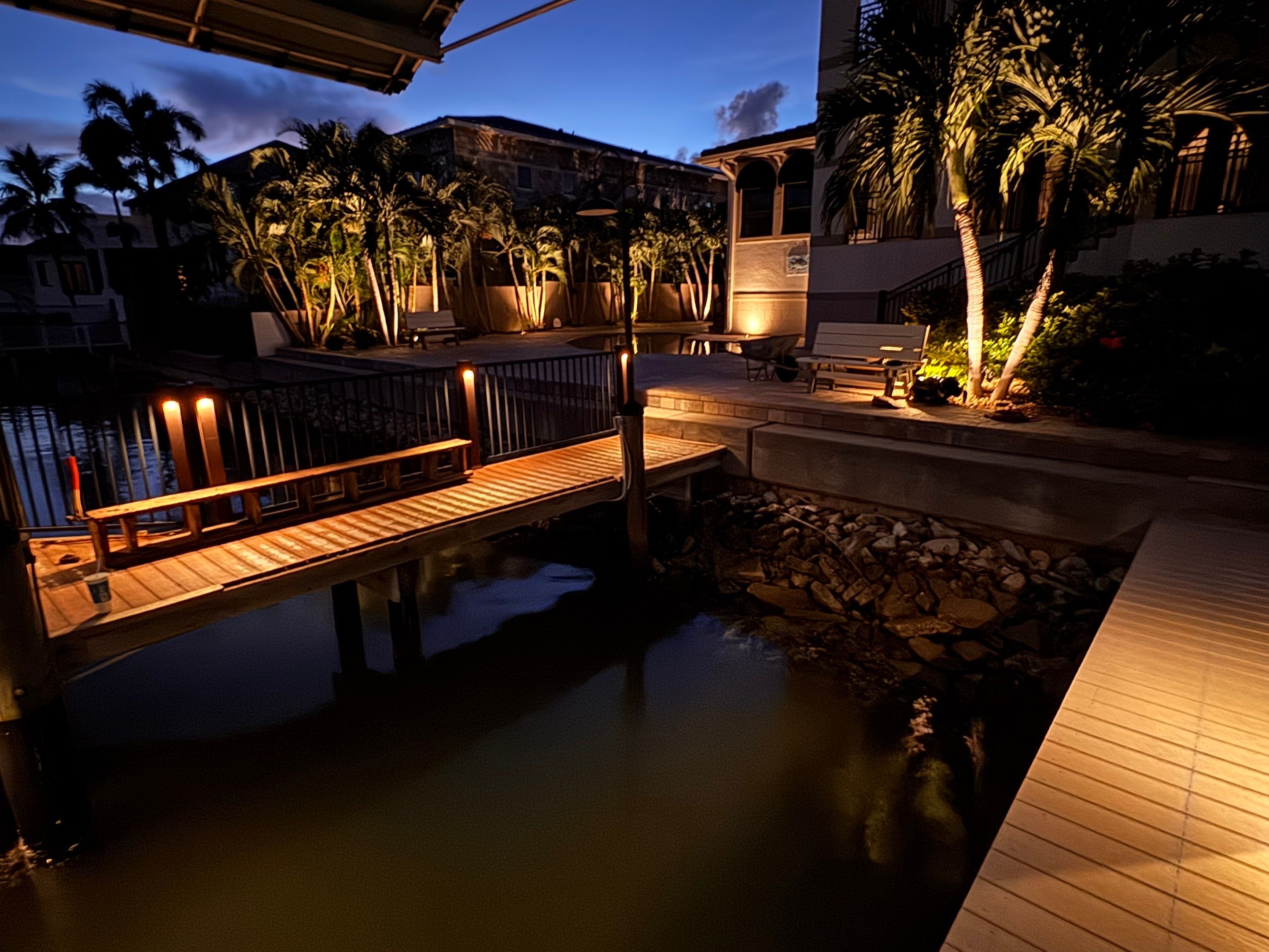 Waterfront Dock Lighting and Architectural Sconce Installation in St. Petersburg by Elegant Accents