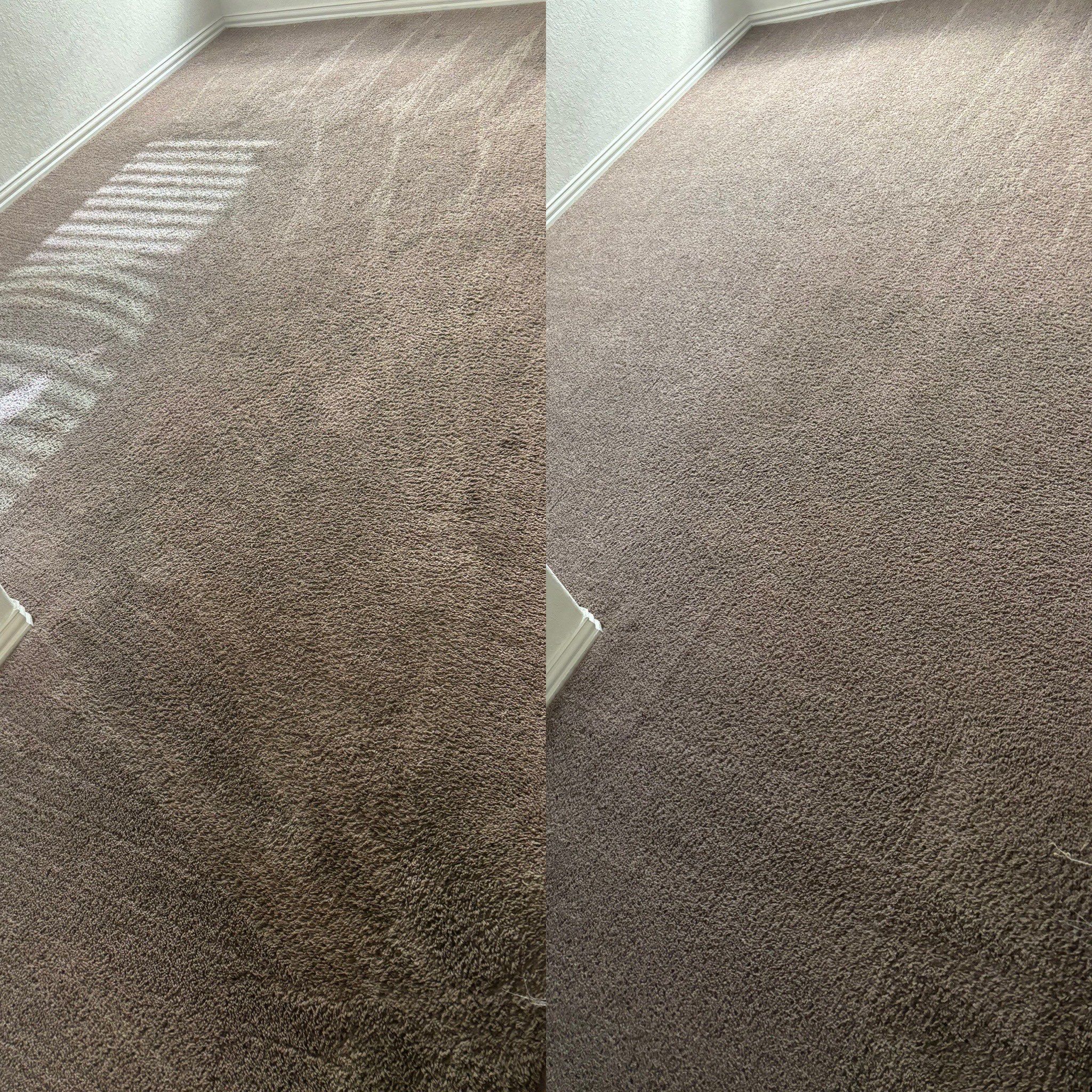 the service shown is professional carpet cleaning removing dirt and stains from the carpet improving its appearance and freshness