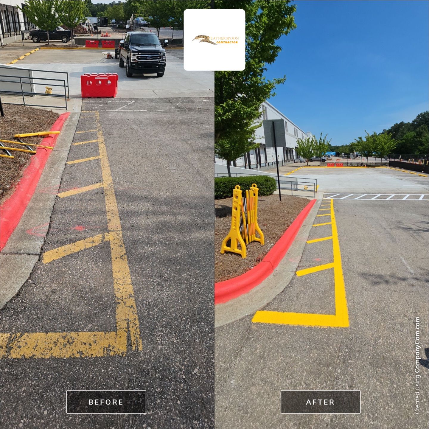 Striping Amazon Parking Lot  by Billy Weatherspoon Contractor