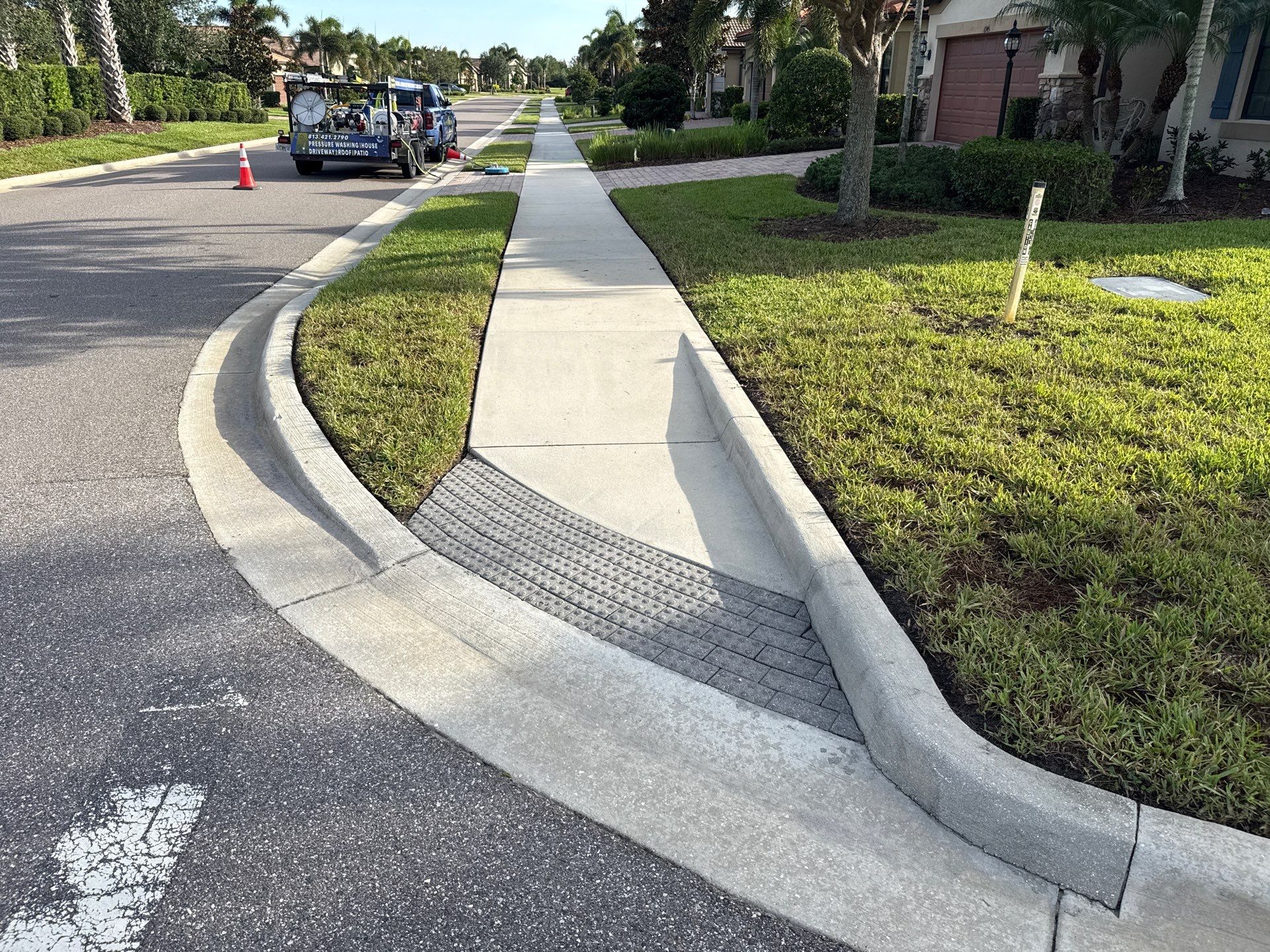 Paver Driveway & Sidewalk Cleaning – Del Webb Community, Lakewood Ranch, FL by Sunshine AquaWash