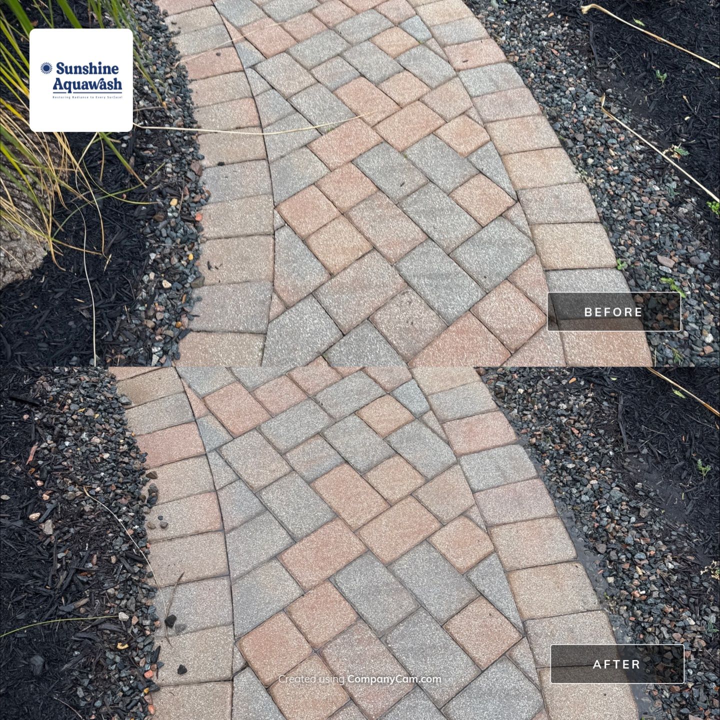 Oil & Tar Removal from Paver Driveway & Entryway by Sunshine AquaWash