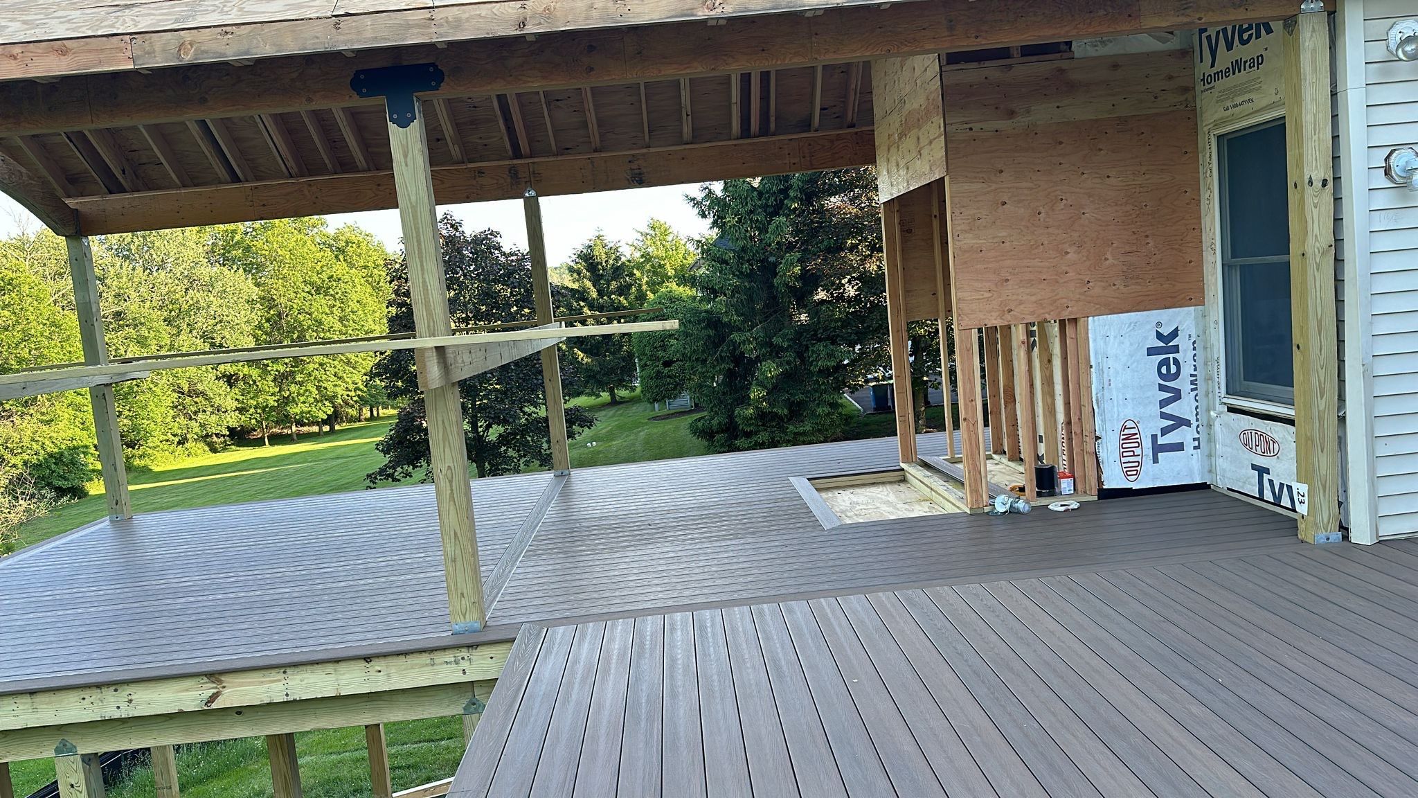 New Deck with A-Frame Style Roof by deck guardian