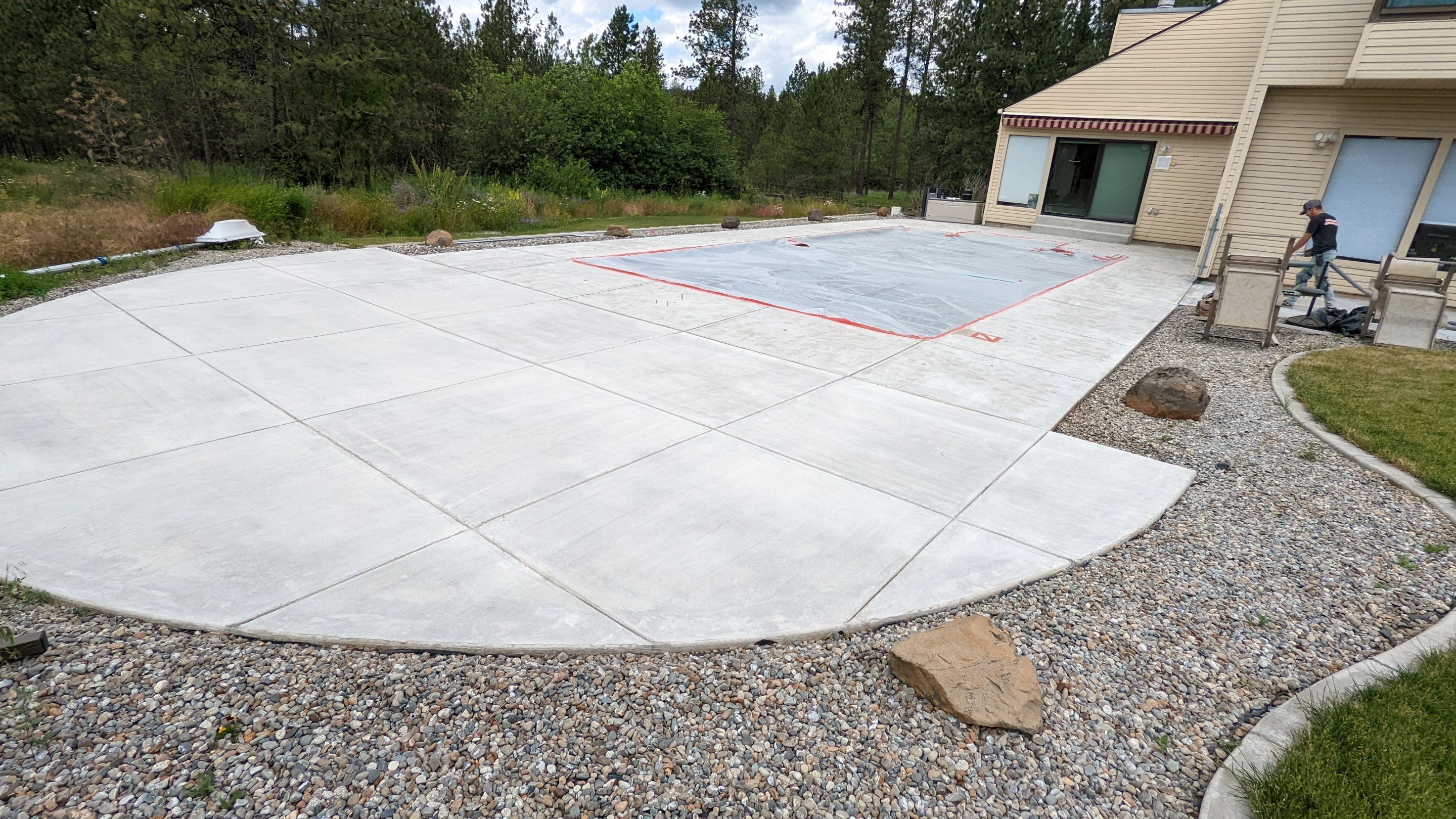 Garage Transformation using Domino for Garage and Pecan for Pool Deck by Croc Coatings, LLC