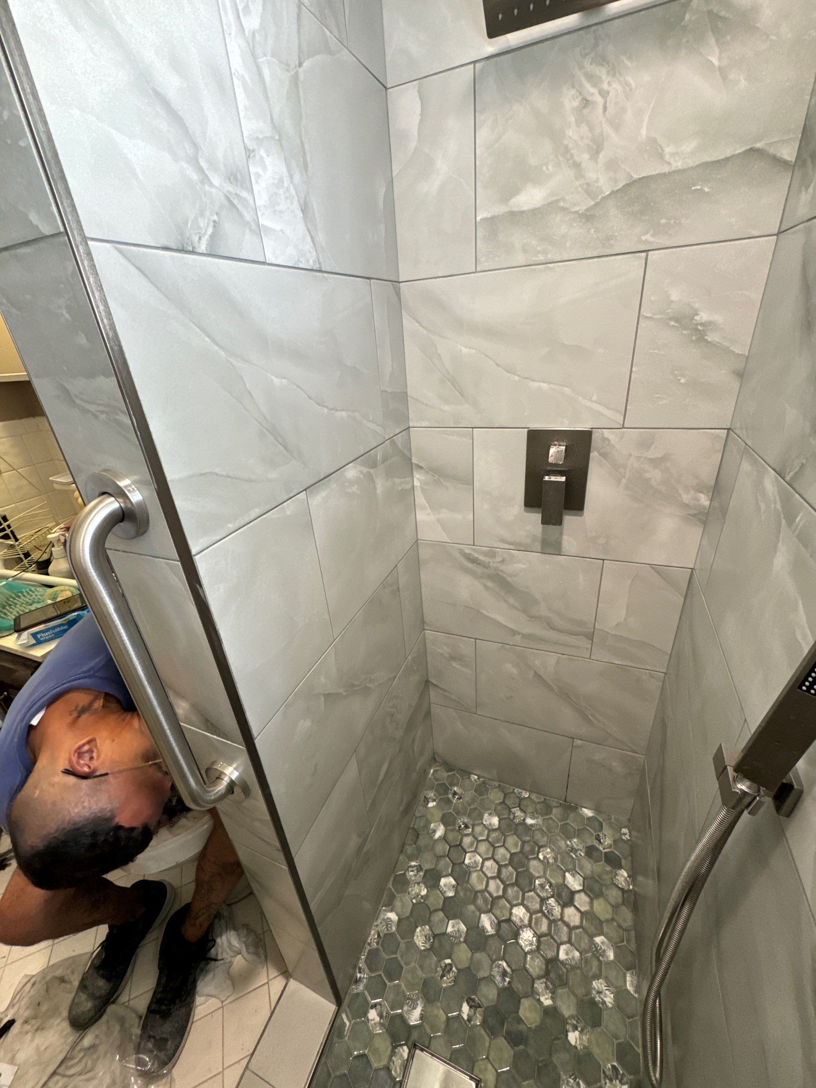 Bathroom Remodel using Custom Products by Axtra Hand