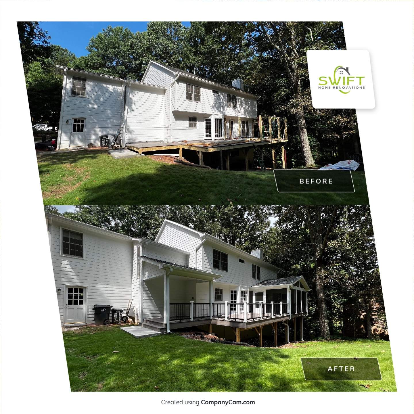 Elevated Composite Deck and Screened Porch Construction in Duluth by Swift Home Renovations 