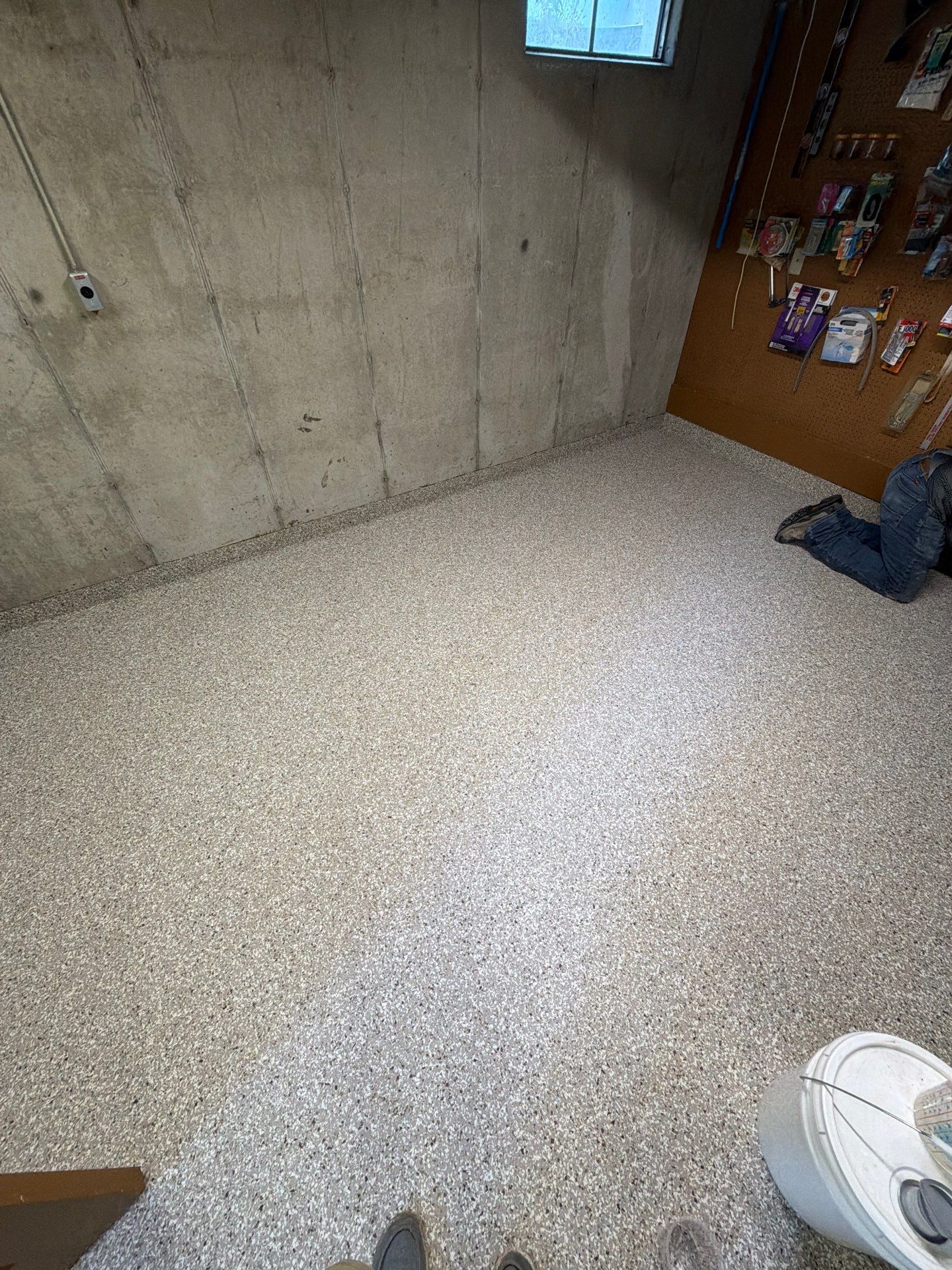 Full Basement and Garage Epoxy Flake Floor Installation in North Muskegon by Gordon Painting