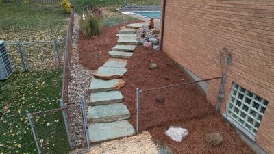 Rustic Buff Tread Stairway Installation