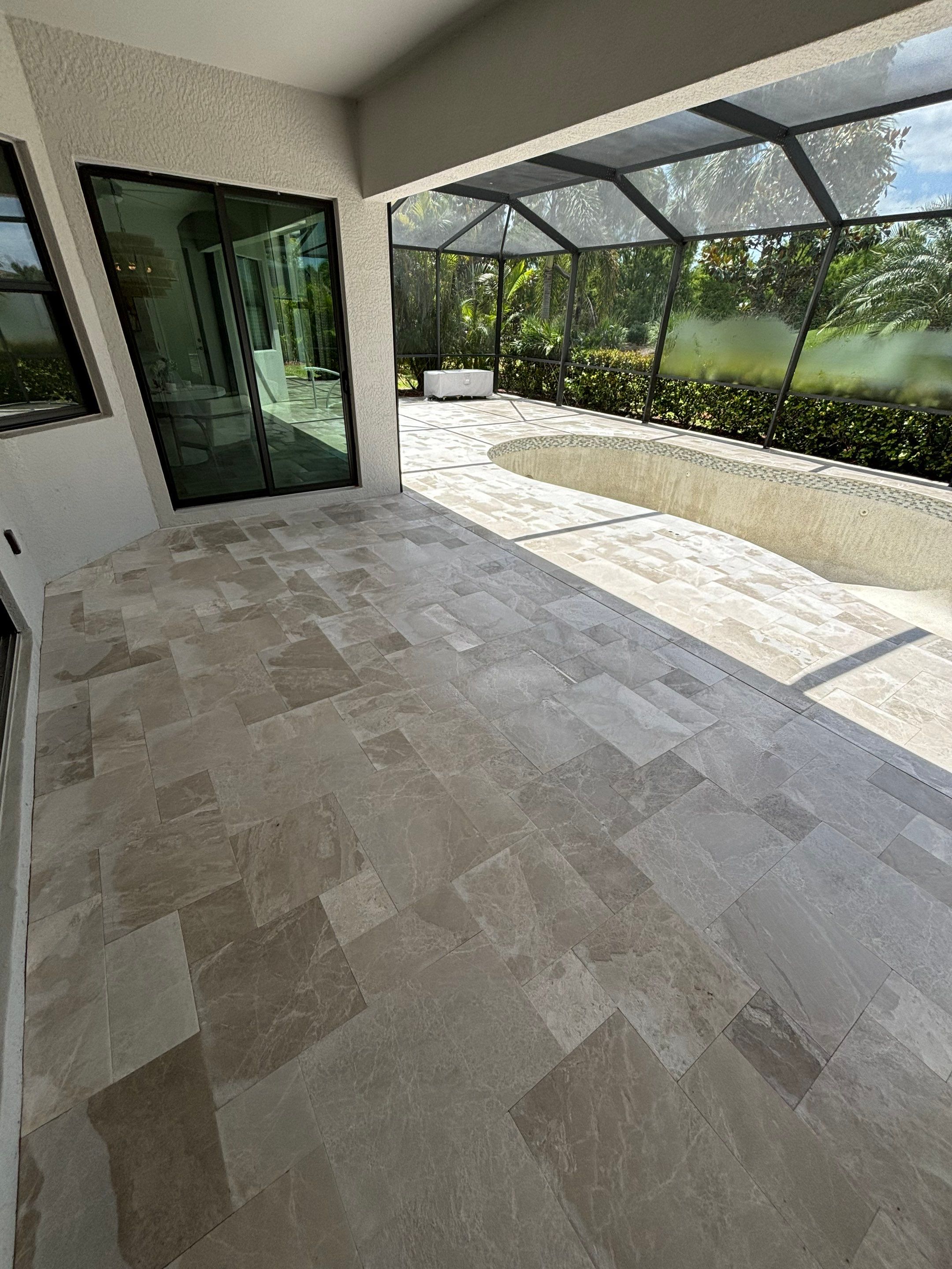 Textured Marble Pool Deck - Bonita National Golf & Country Club by Old Town Pavers Llc