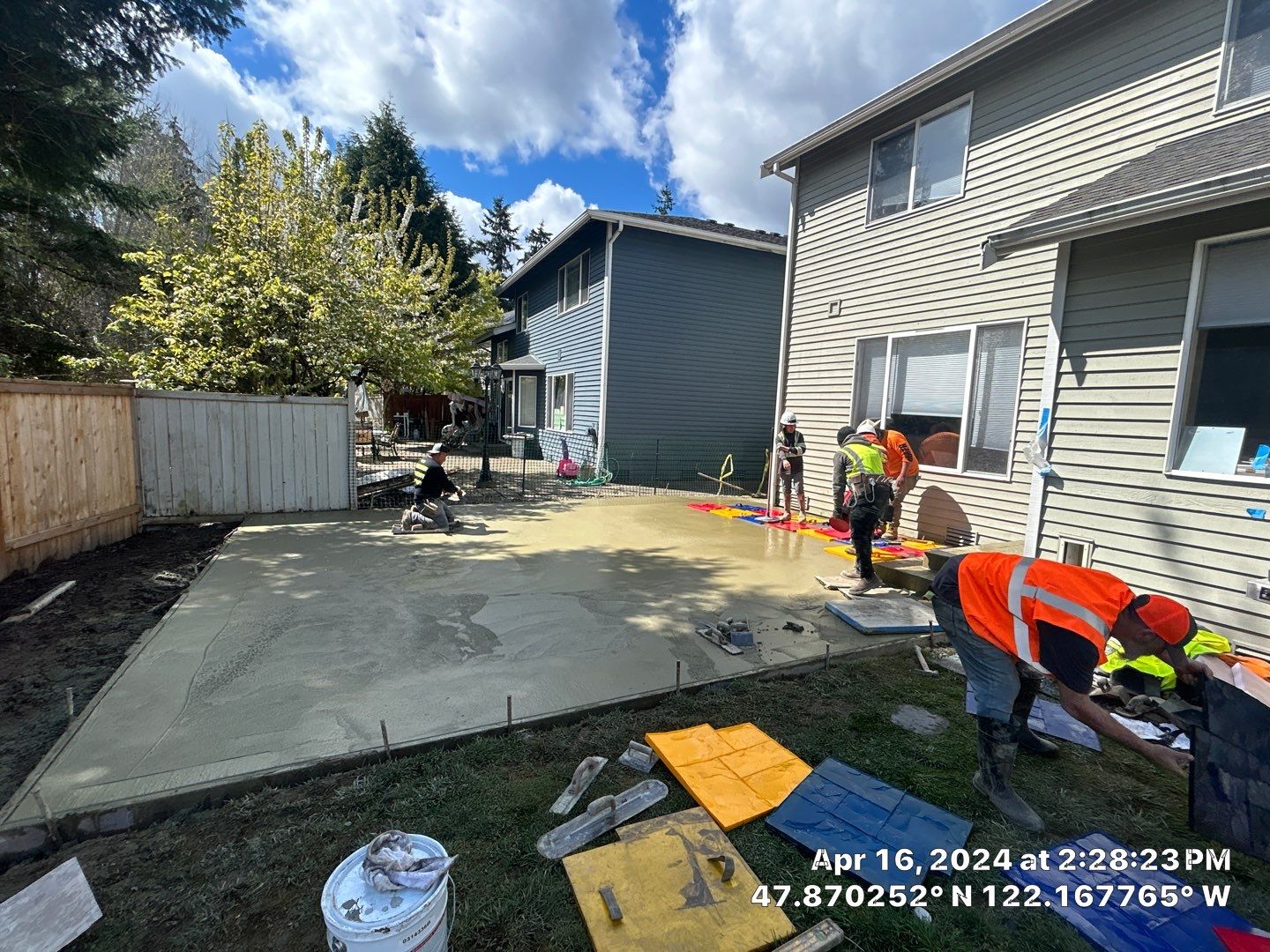 Benedict | Stamped Concrete Back Patio by Jireh Asphalt & Concrete Inc 