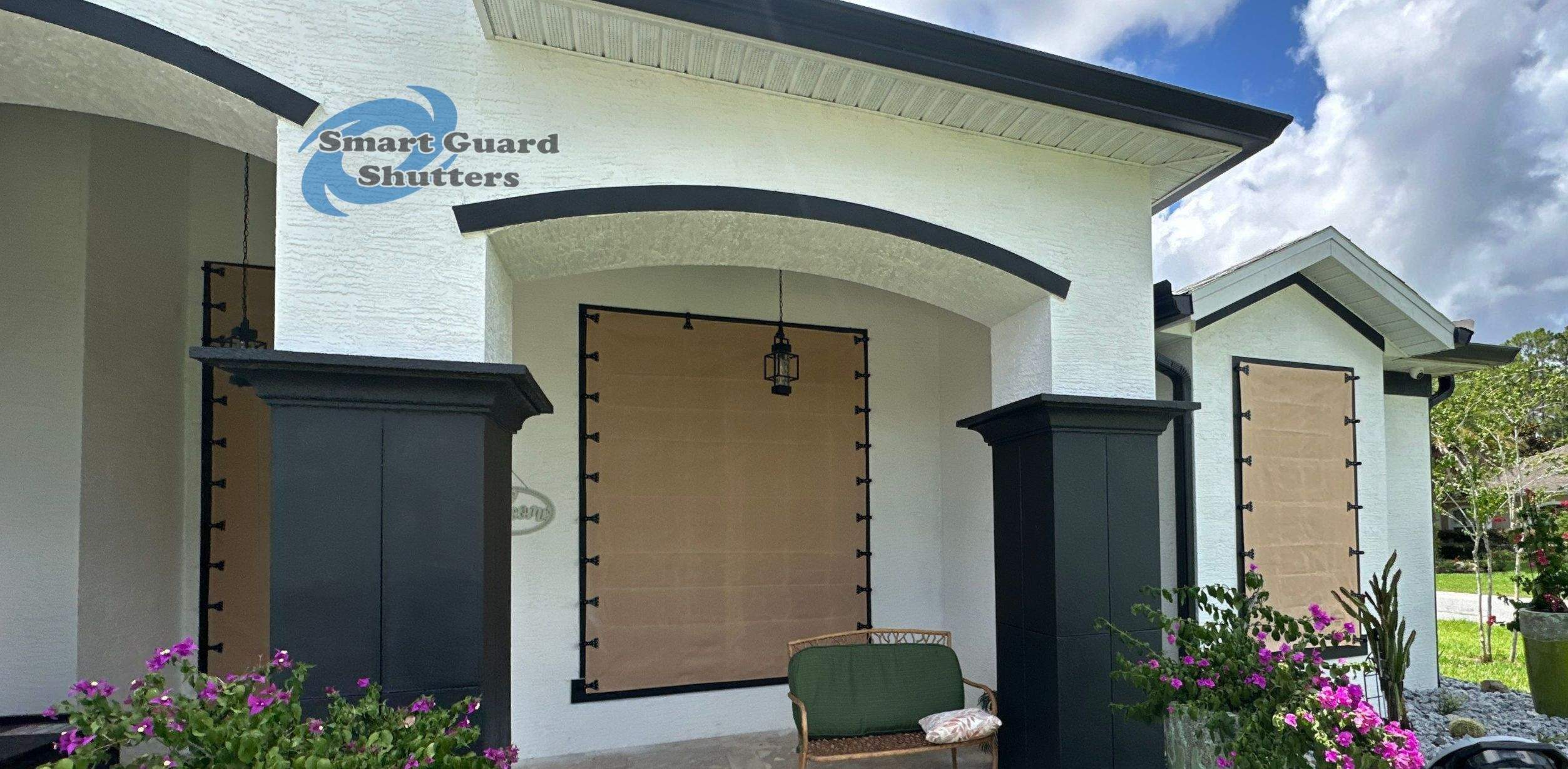 AstroGuard Hurricane Fabric in Tan by Smart Guard Shutters