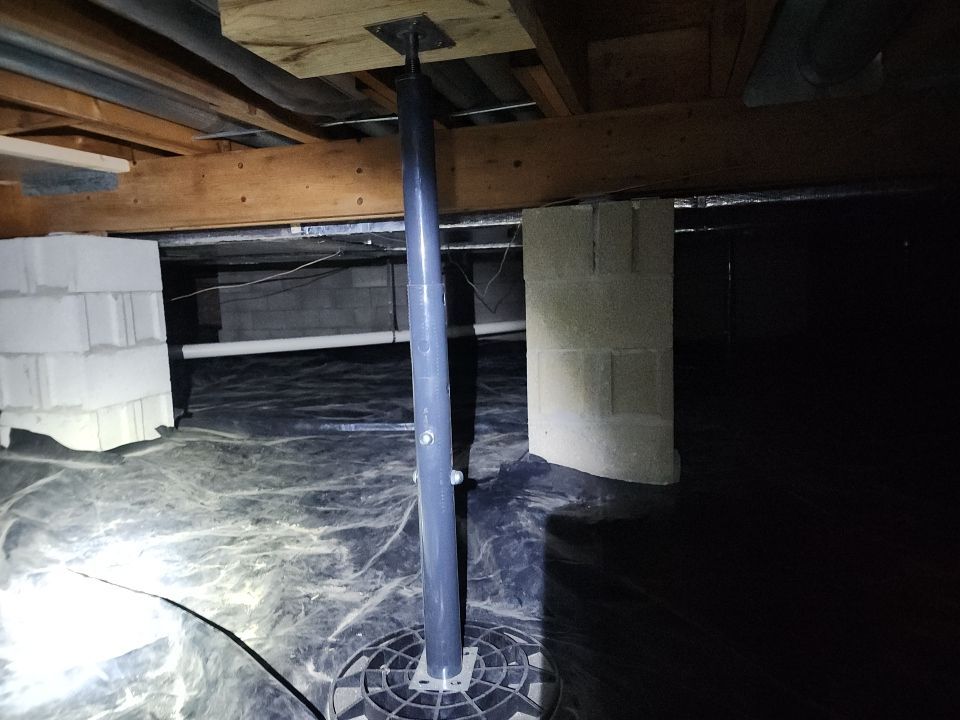 Crawl space encapsulation and Waterproofing using Structural Wood and Steel Reinforcements by Toledo Basement Repair 